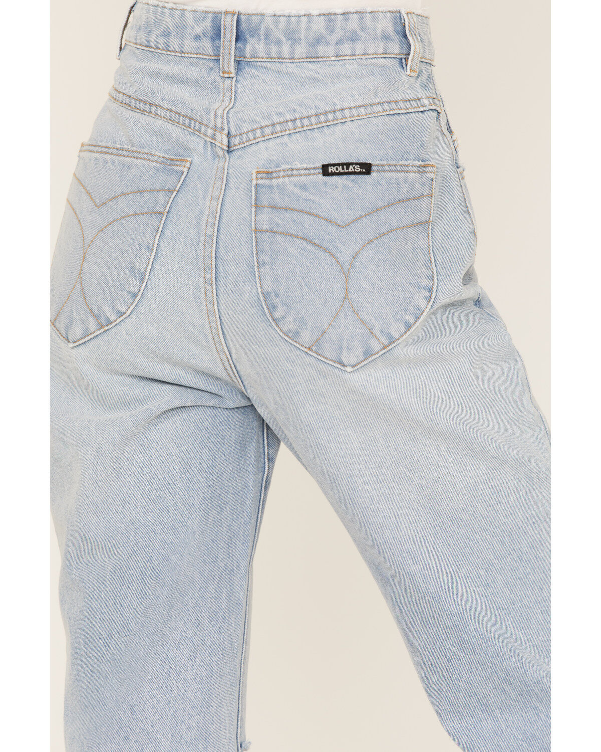 Rolla's Women's Light Wash High Rise Distressed Ella Straight Jeans
