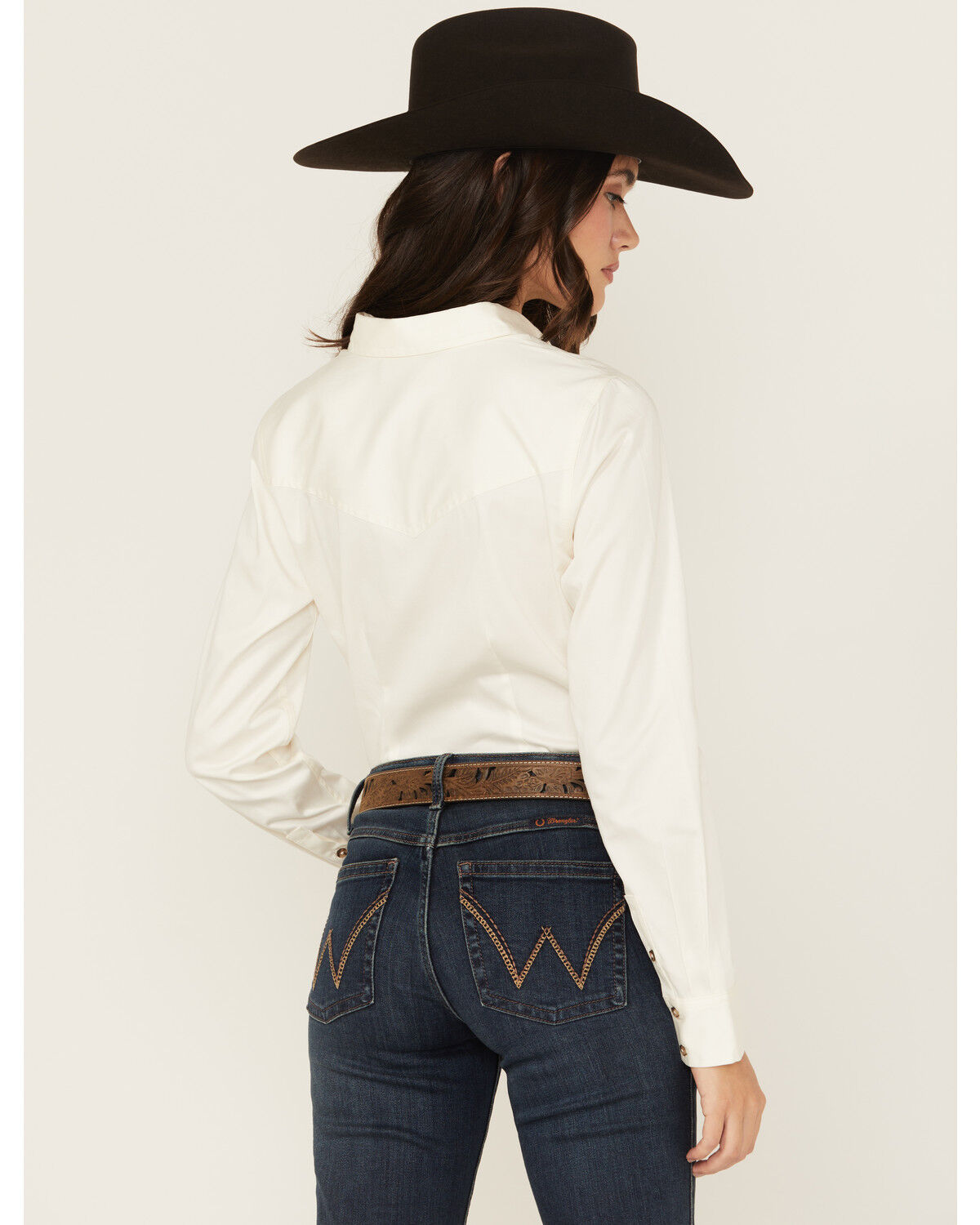 Shyanne Women's Poplin Embroidered Long Sleeve Button-Down Stretch Western Shirt