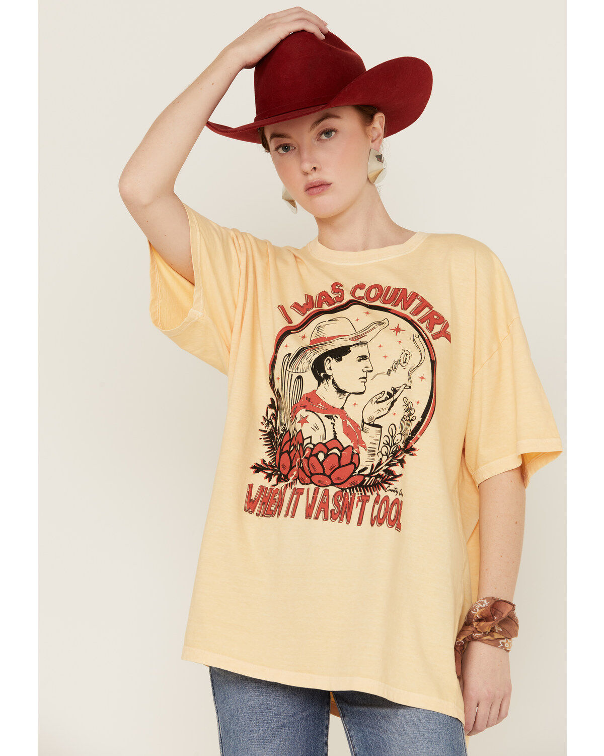 Country Deep Women's I Was Country When It Wasn't Cool Oversized Graphic Tee