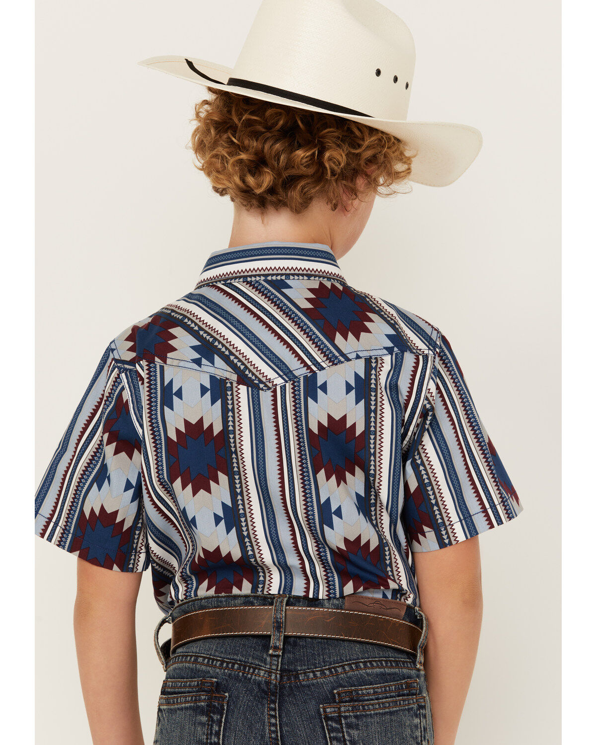 Cody James Boys' Southwestern Striped Short Sleeve Snap Western Shirt