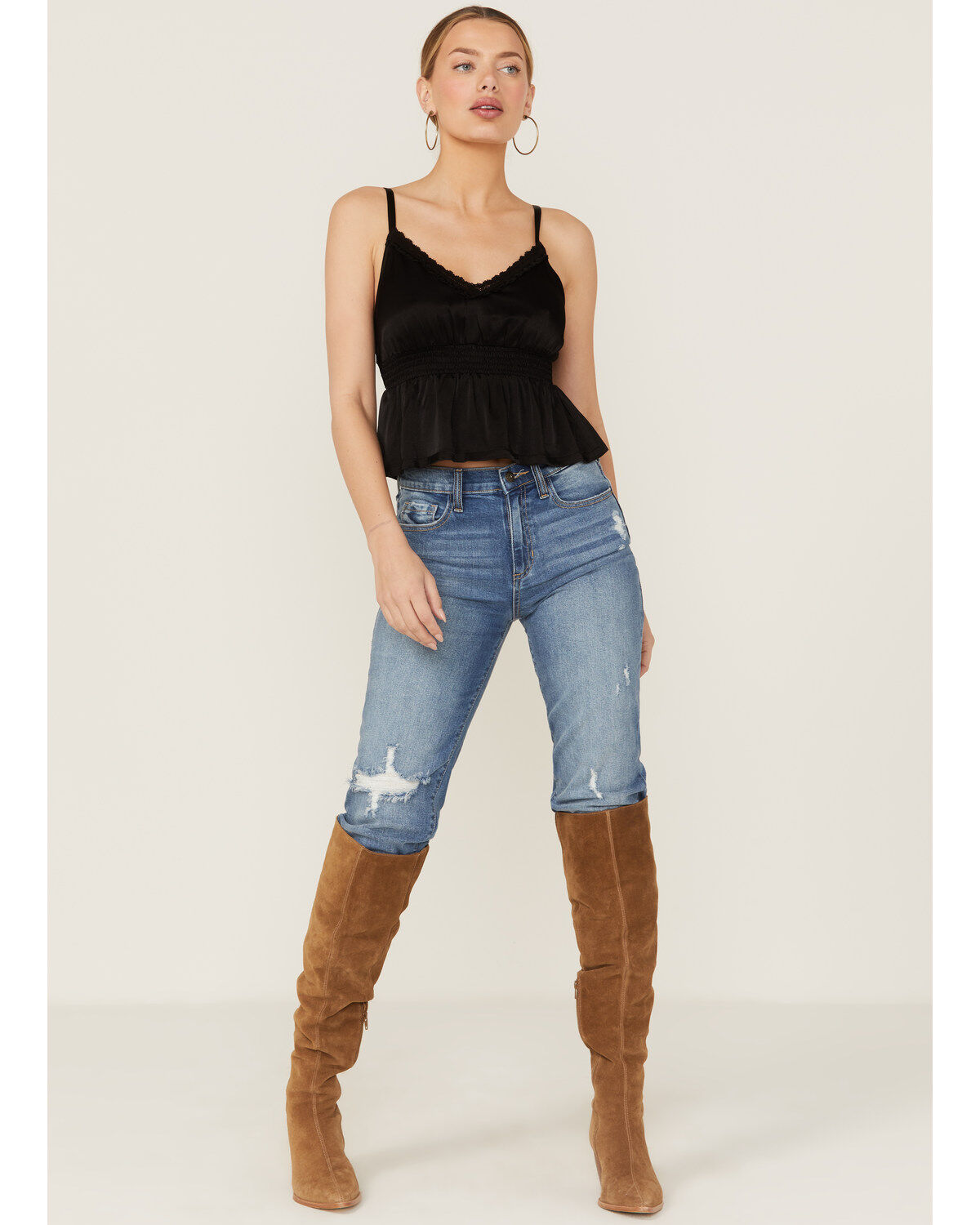 Shyanne Women's Satin Smocked Empire Cami