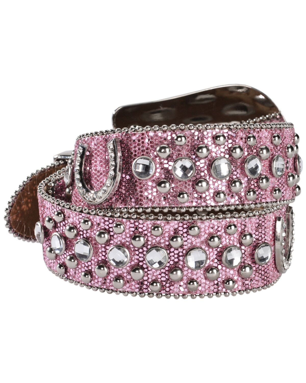 Nocona Belt Co. Kid's Pink Glitter Horseshoe Belt