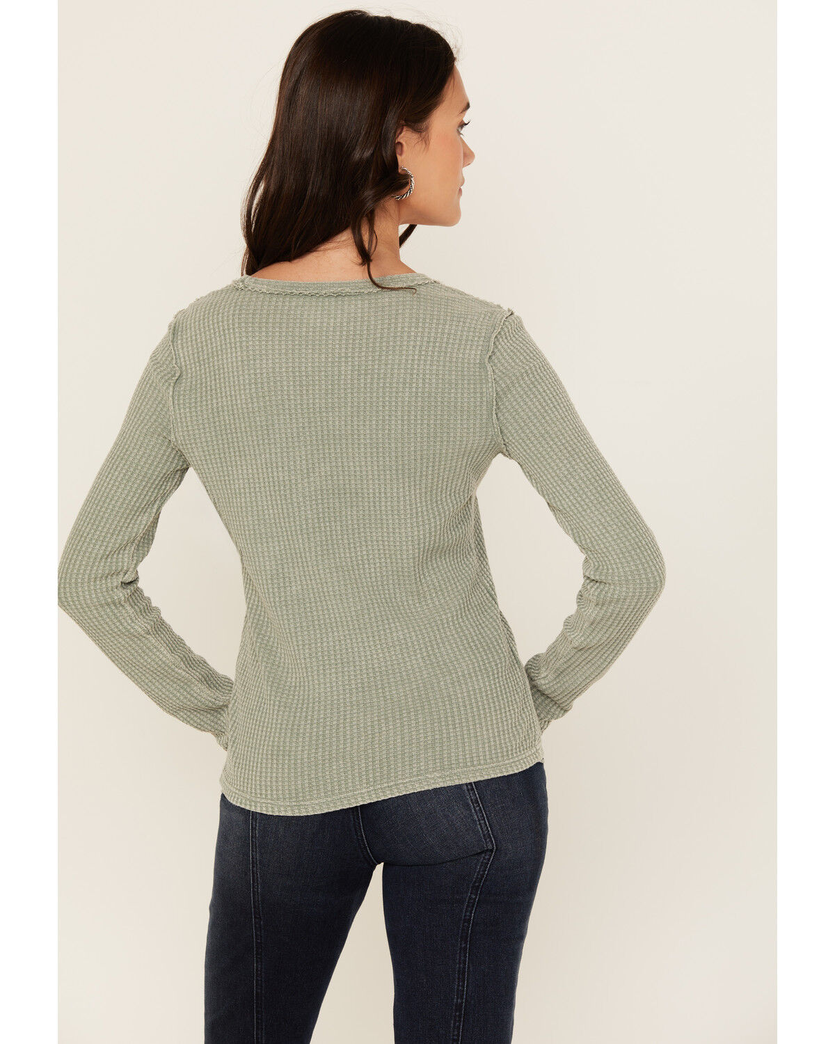 White Crow Women's Solid Long Sleeve Waffle Knit Shirt