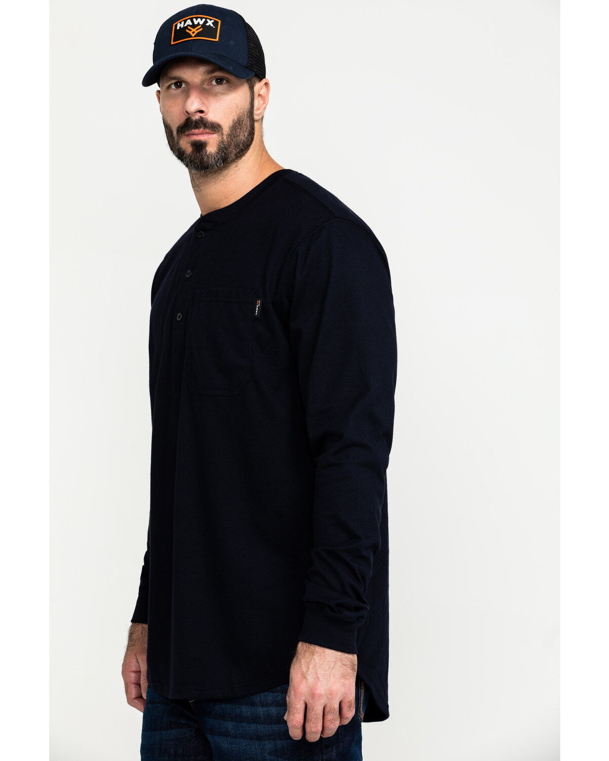 Hawx Men's FR Solid Long Sleeve Pocket Henley Work Shirt - Big