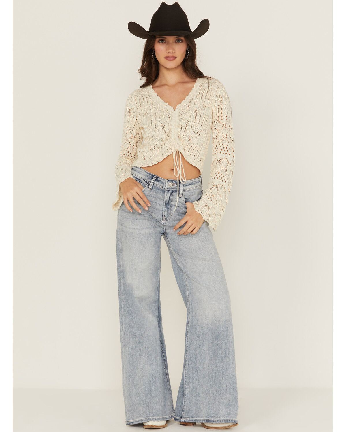 Miss Me Women's Light Wash High Rise Super Wide Stretch Denim Jeans