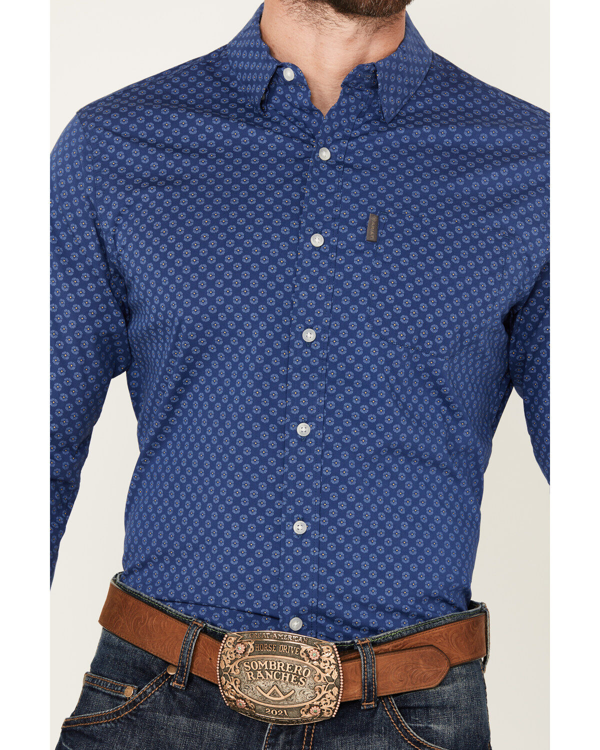 Ariat Men's Maxwell Geo Print Long Sleeve Button-Down Stretch Western Shirt