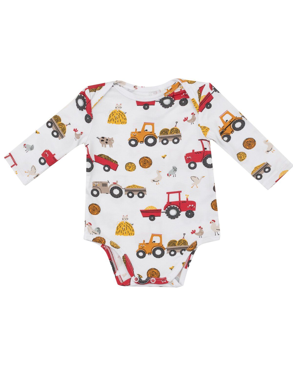 Angel Dear Infant Boys' Tractor Conversation Print Long Sleeve Onesie