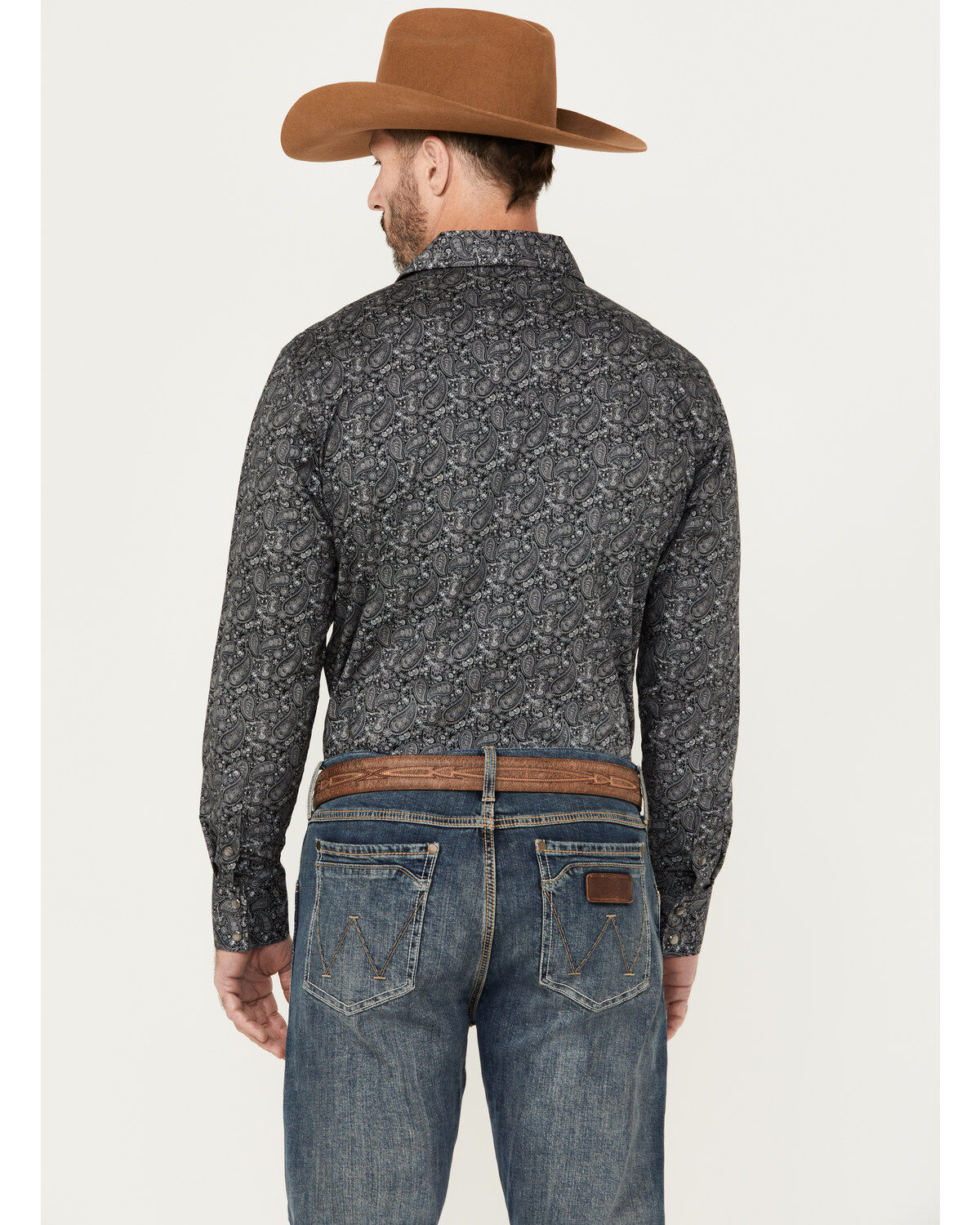 Rock & Roll Denim Men's Paisley Print Long Sleeve Stretch Pearl Snap Western Shirt