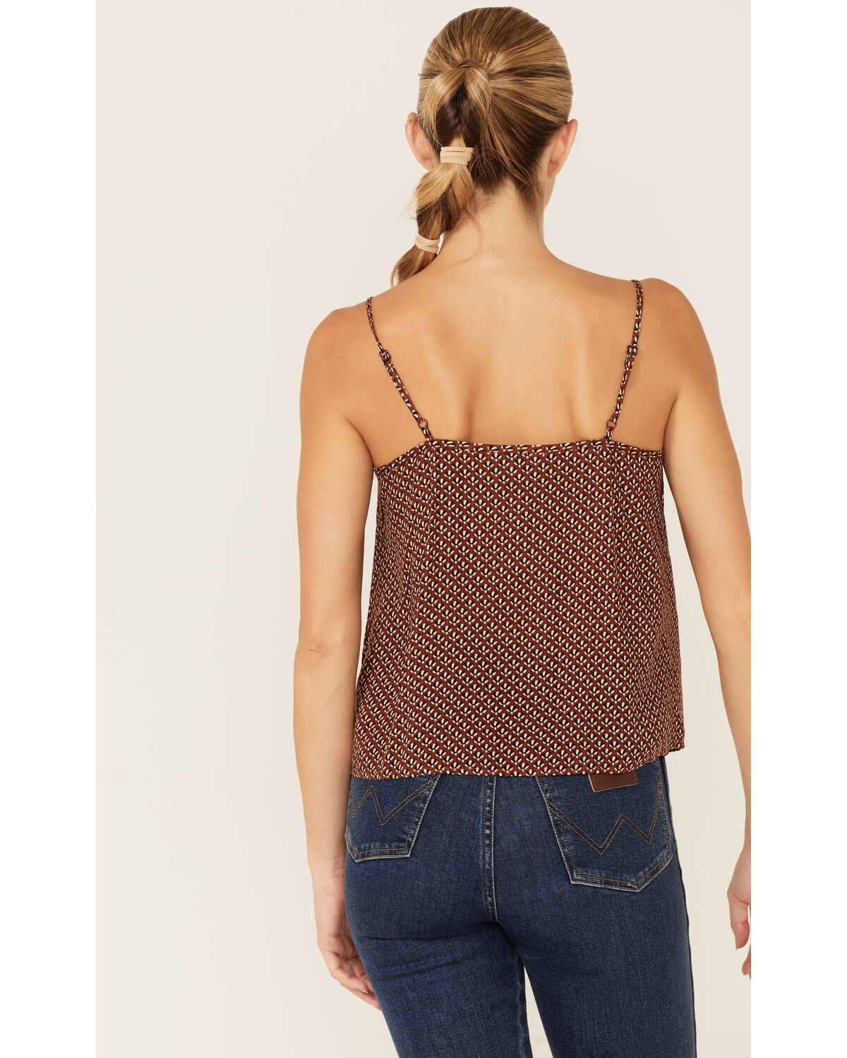 Patrons of Peace Women's Tawny Tile Print Neck Line Cami