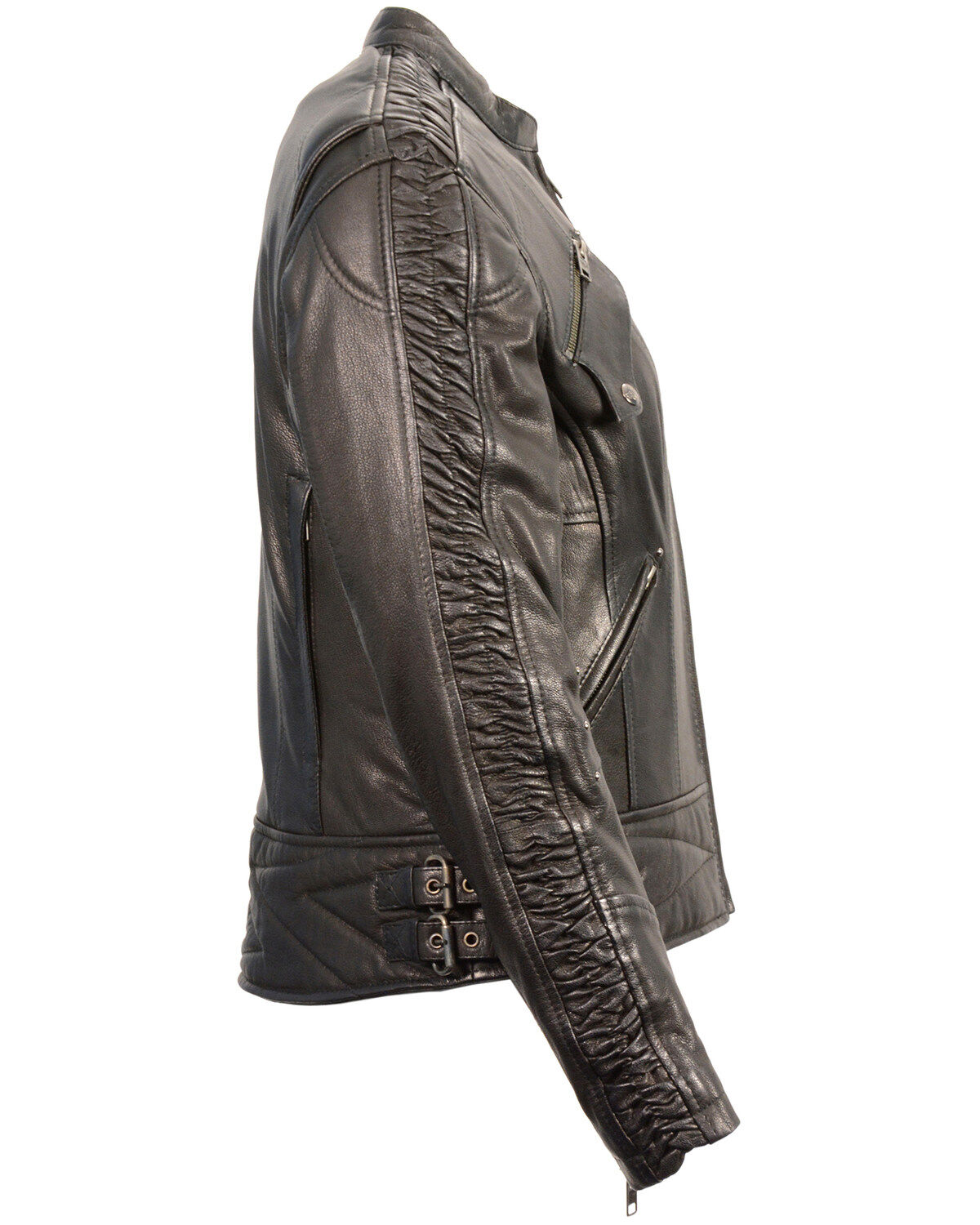 Milwaukee Leather Women's Crinkle Arm Lightweight Racer Leather Jacket