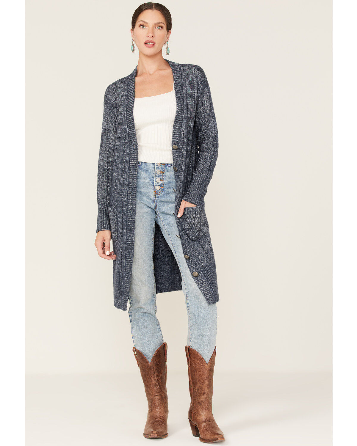 Cleo + Wolf Women's Marled Cardigan Sweater