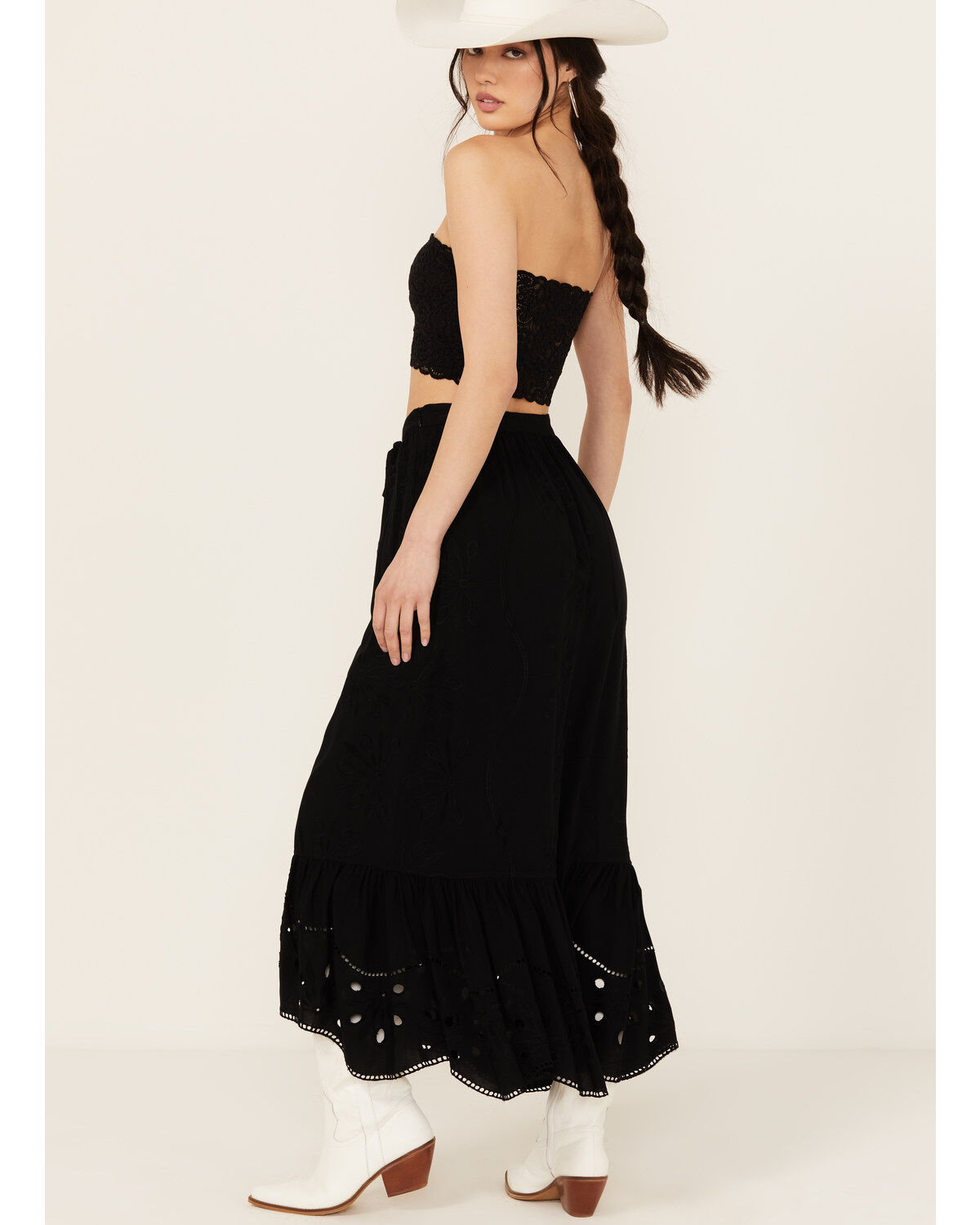 Beyond The Radar Women's Eyelet Midi Skirt