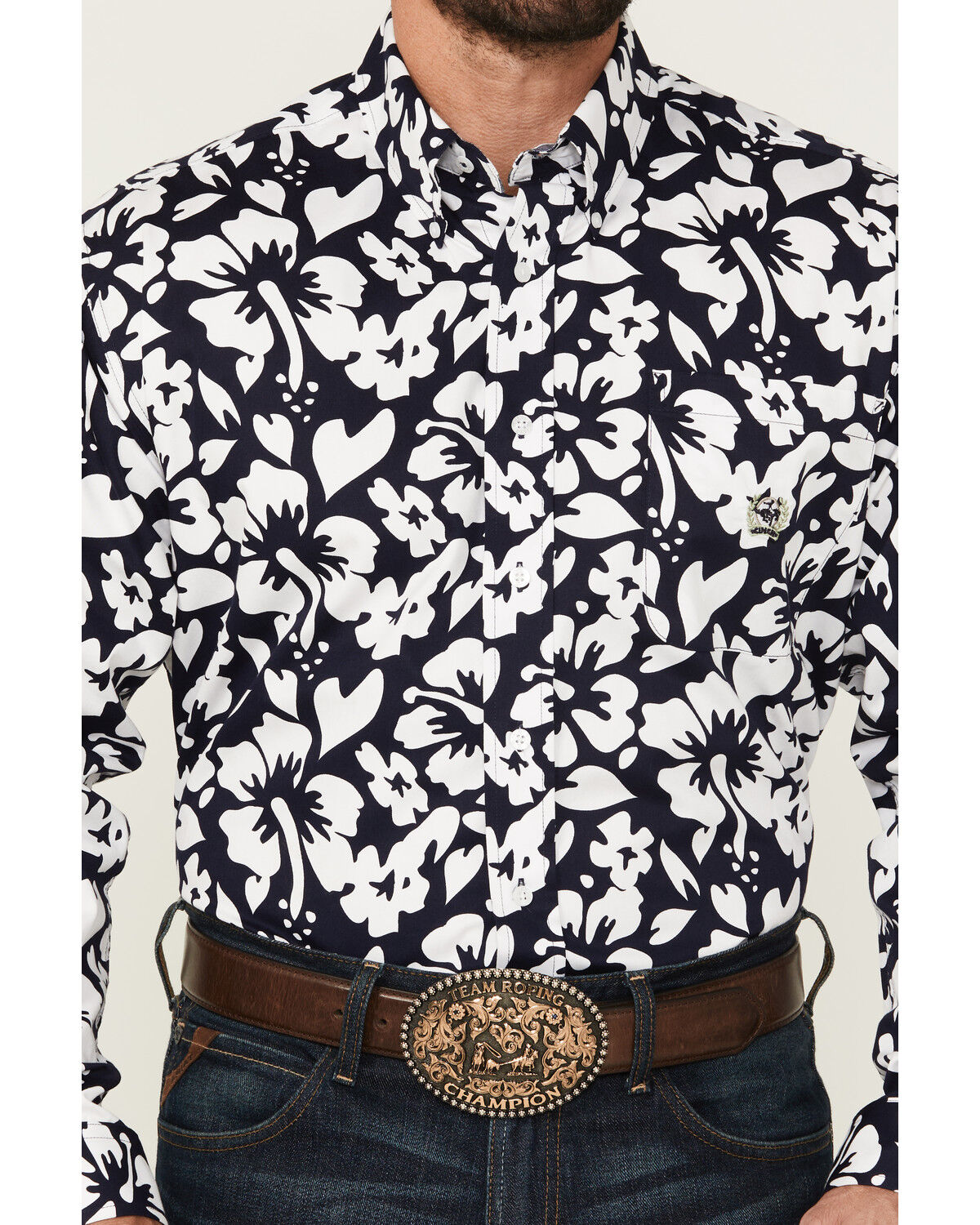 Cinch Men's Floral Print Long Sleeve Button-Down Western Shirt