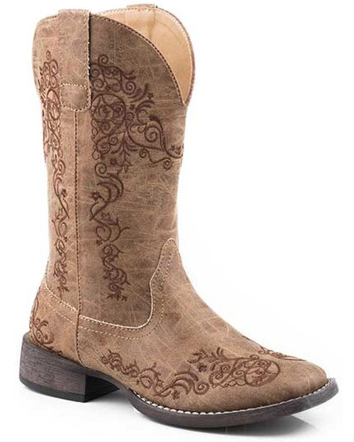 Roper Women's Riley Scroll Vintage Faux Performance Western Boots - Square Toe