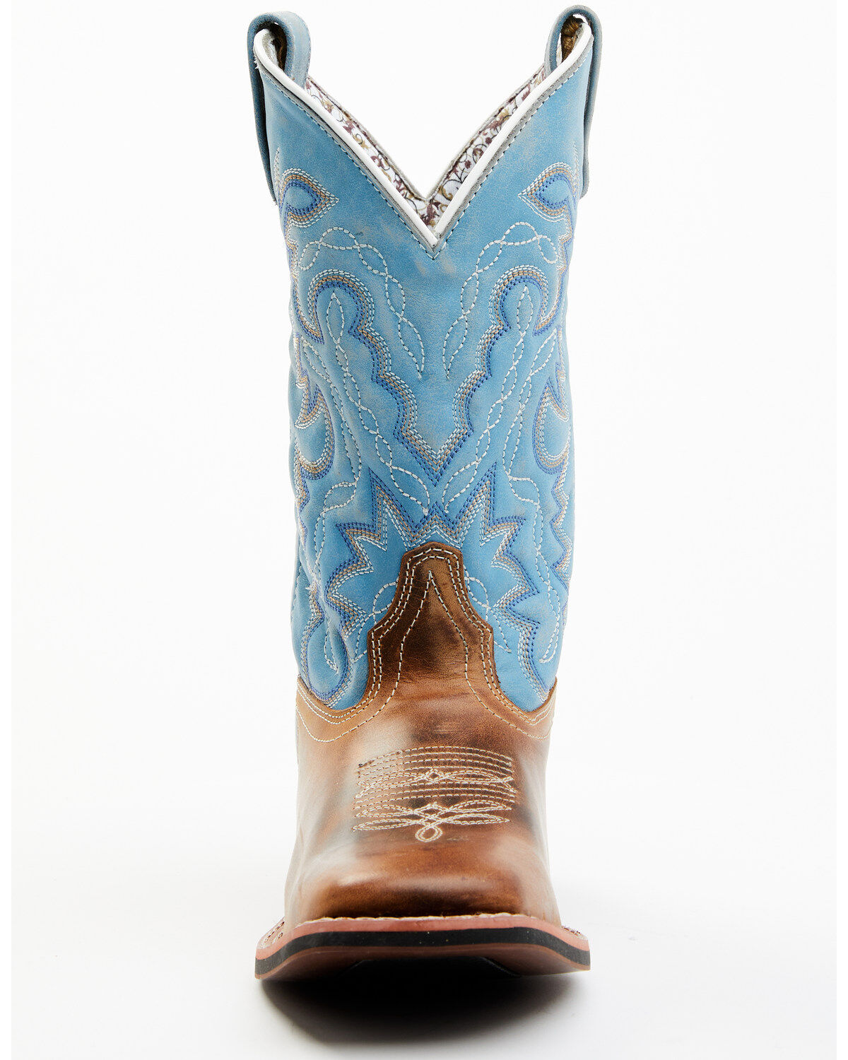 Laredo Women's Darla Embroidered Burnished Leather Western Performance Boots - Broad Square Toe