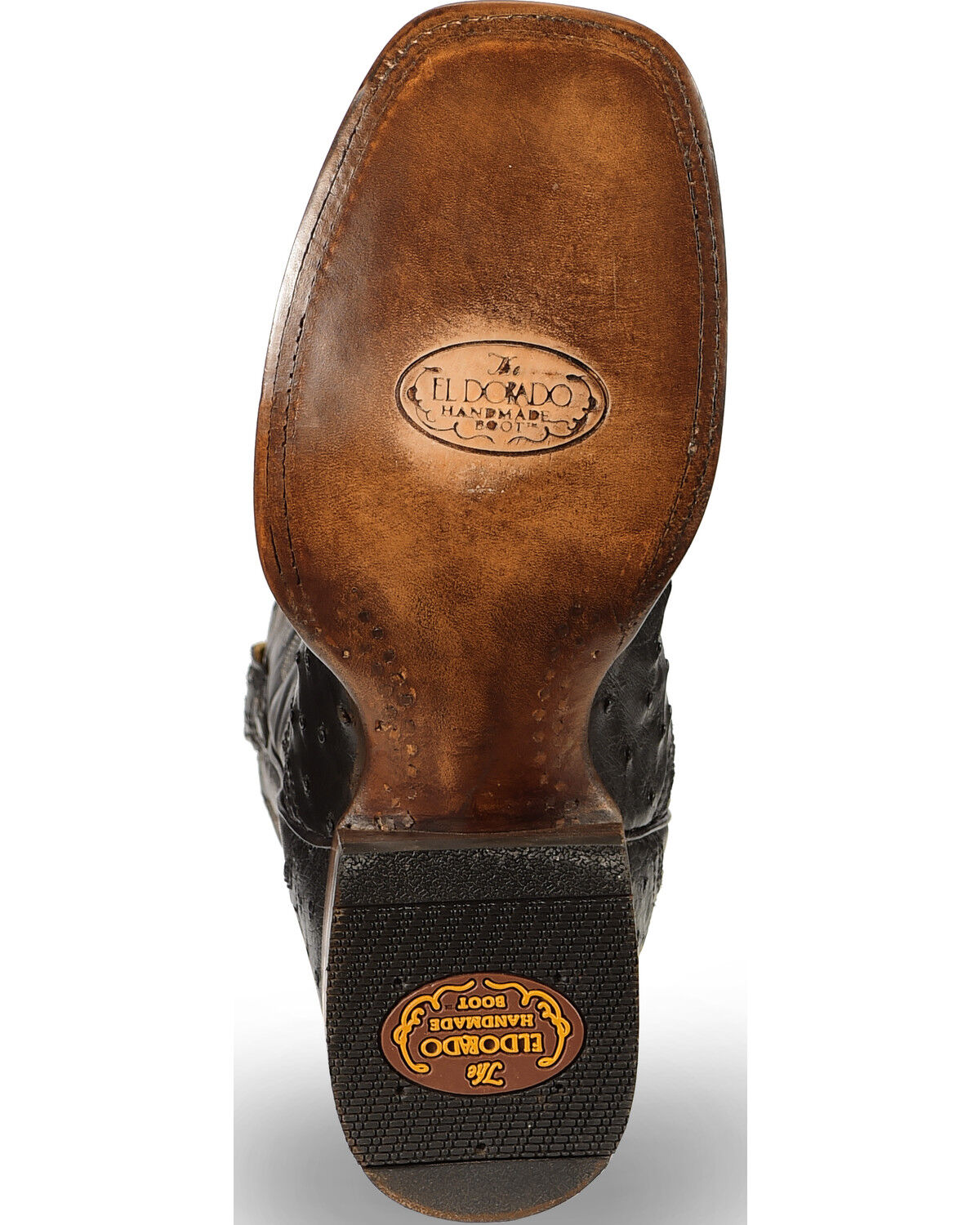 El Dorado Men's Handmade Full Quill Ostrich Stockman Boots - Broad Square Toe