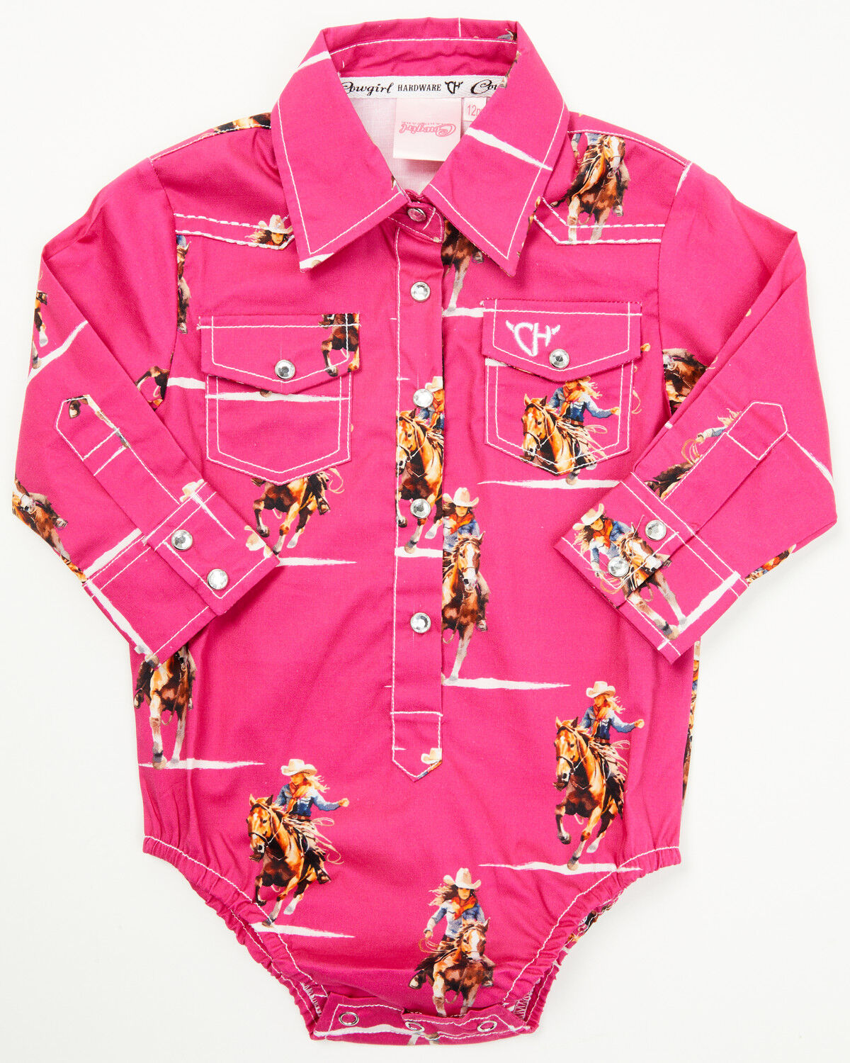 Cowgirl Hardware Infant Girls' Cowgirl Print Long Sleeve Snap Onesie