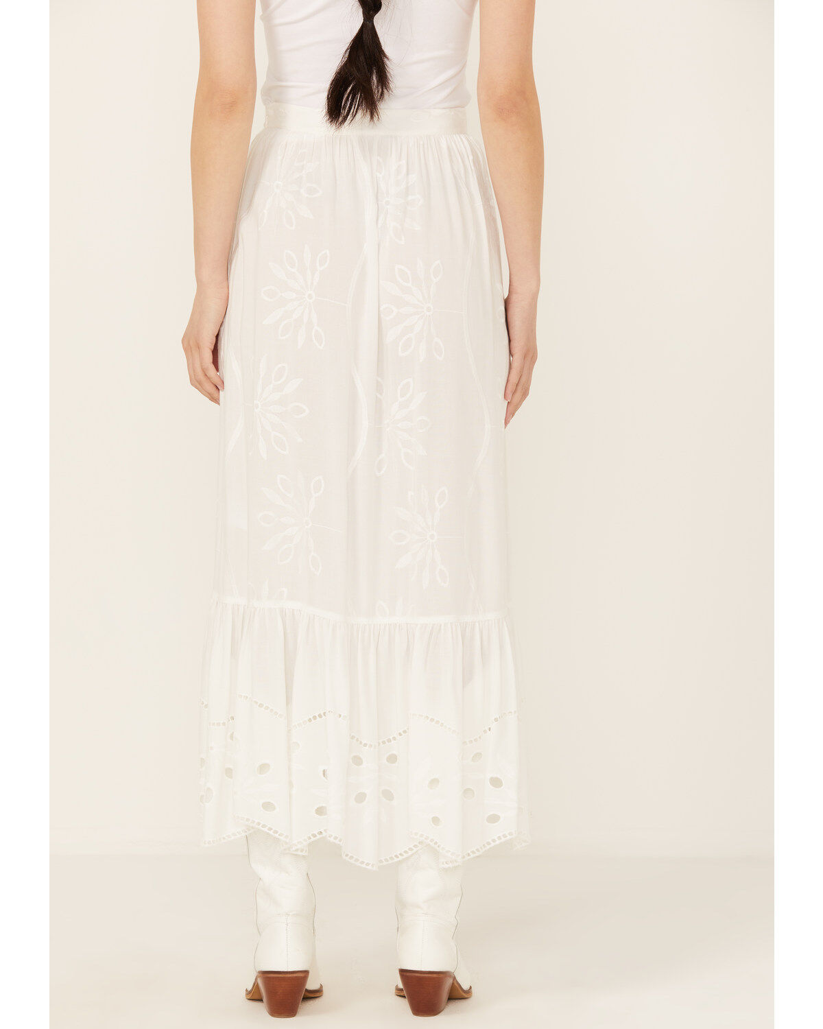 Beyond The Radar Women's Eyelet Midi Skirt