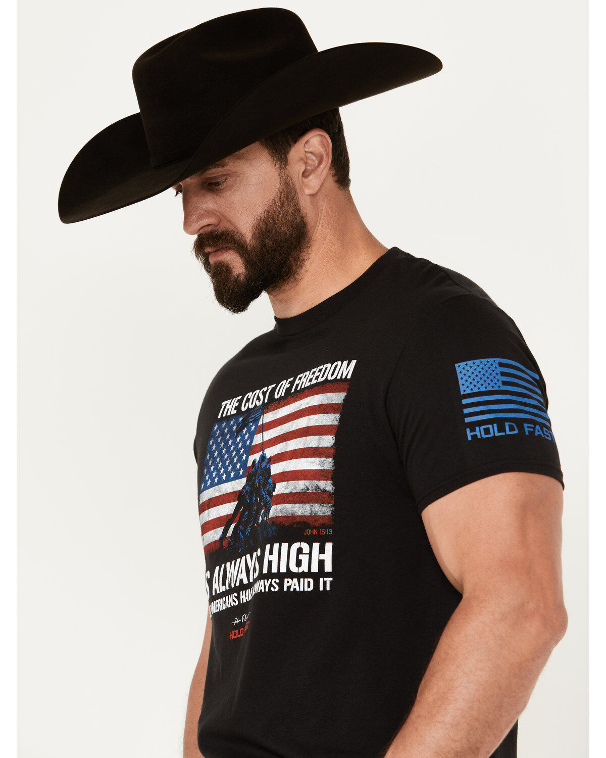 Kerusso Men's Hold Fast JFK Flag Short Sleeve Graphic T-Shirt