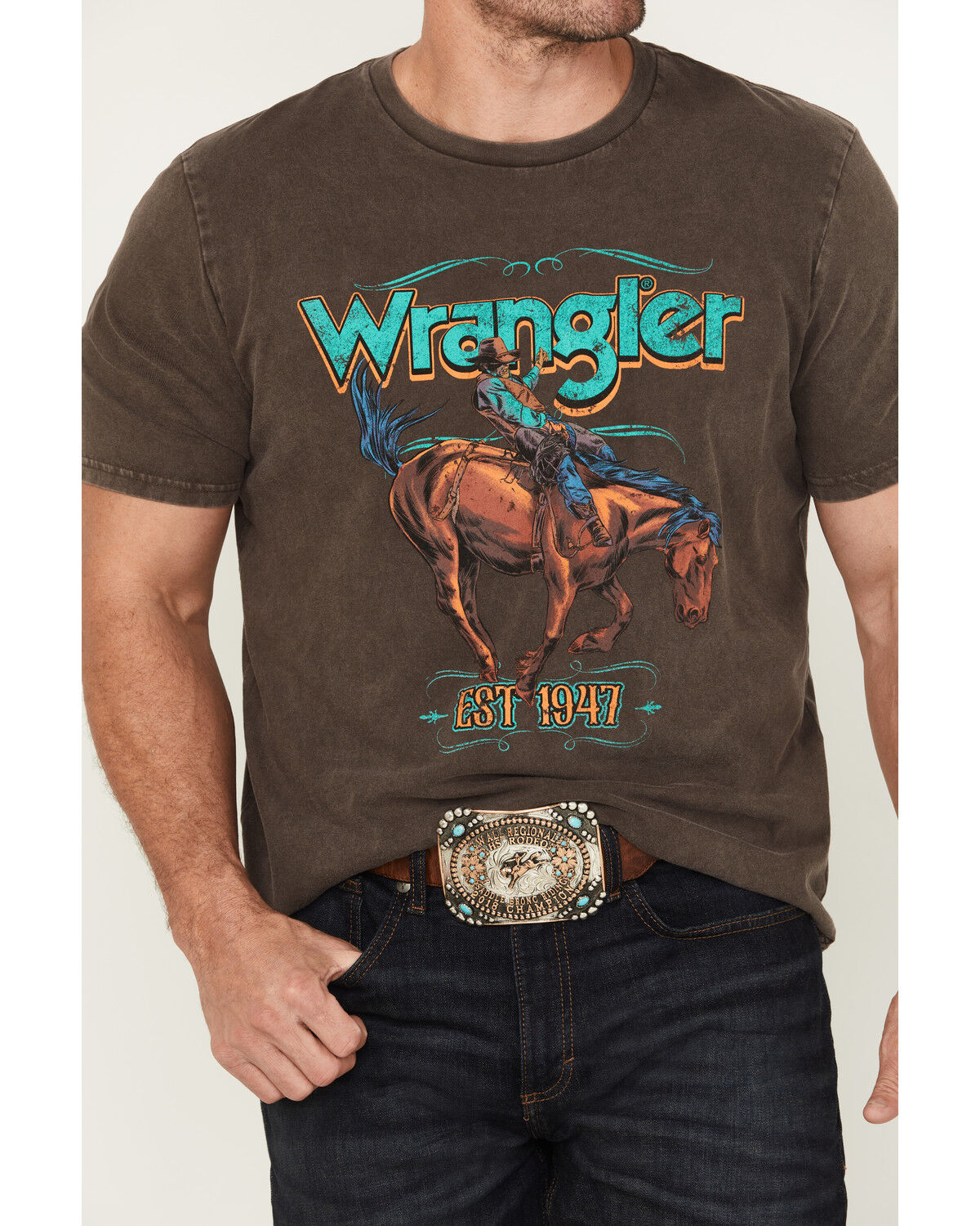 Wrangler Men's Bucking Bronco Logo Short Sleeve Graphic T-Shirt