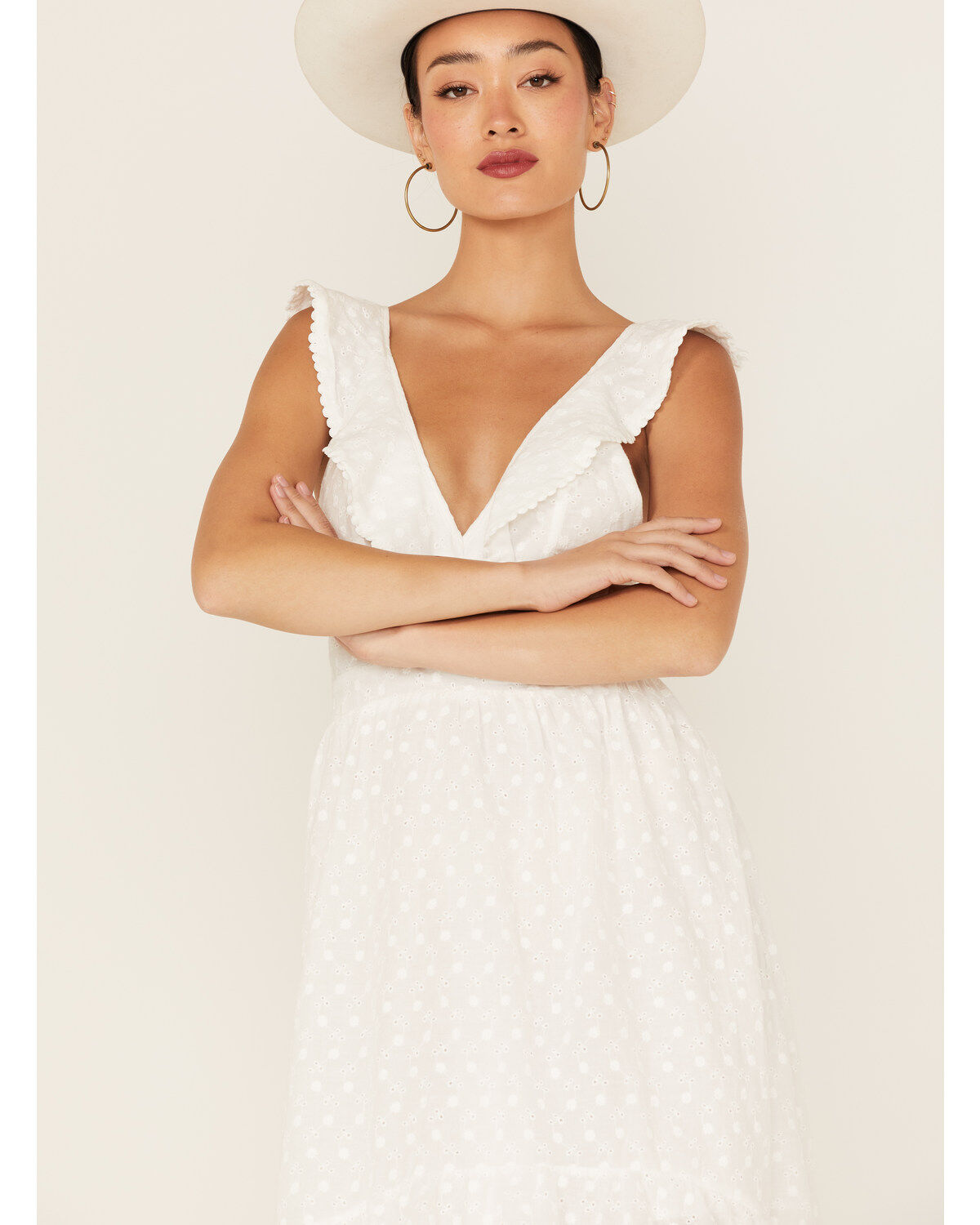 Molly Bracken Women's Ruffle Trim Cross Back High-Low Dress