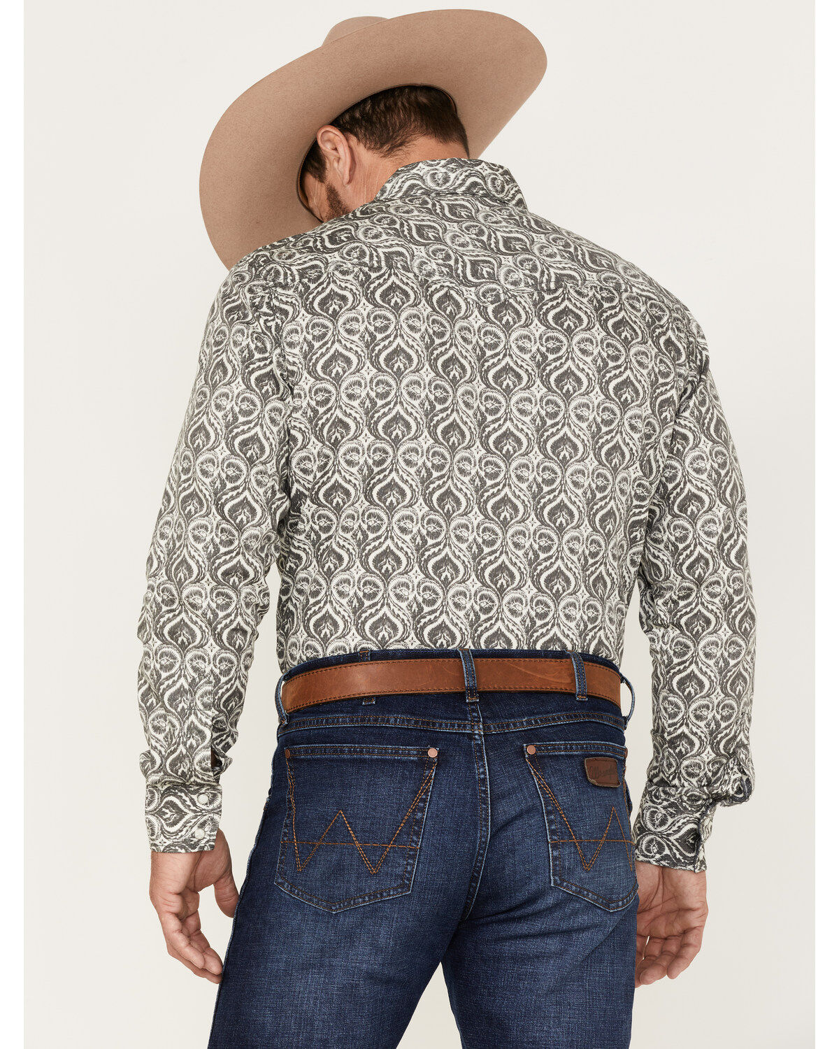 Wrangler Retro Premium Men's All-Over Spade Print Long Sleeve Snap Western Shirt