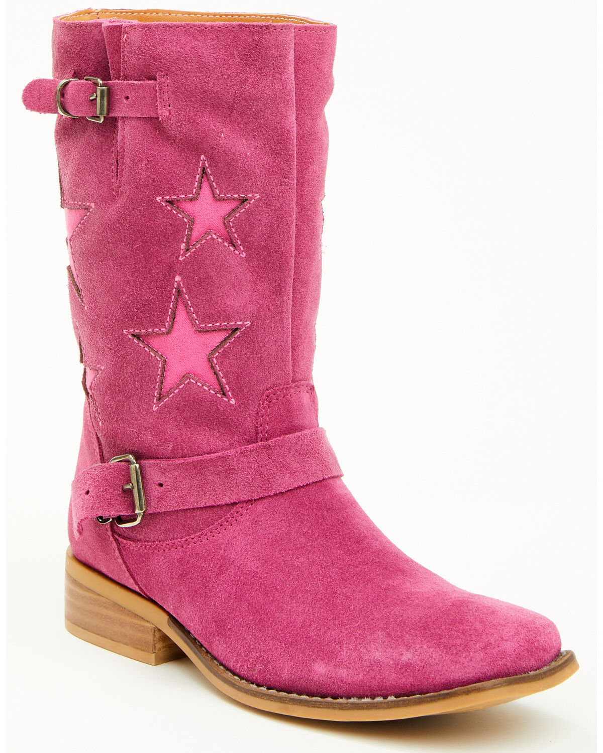 Dingo Girls' Blacklist Star Inlay Harness Boots - Square Toe