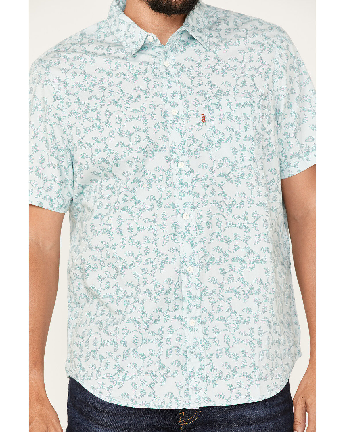 Levi's Men's Classic Swirly Floral Print Short Sleeve Button Down Shirt