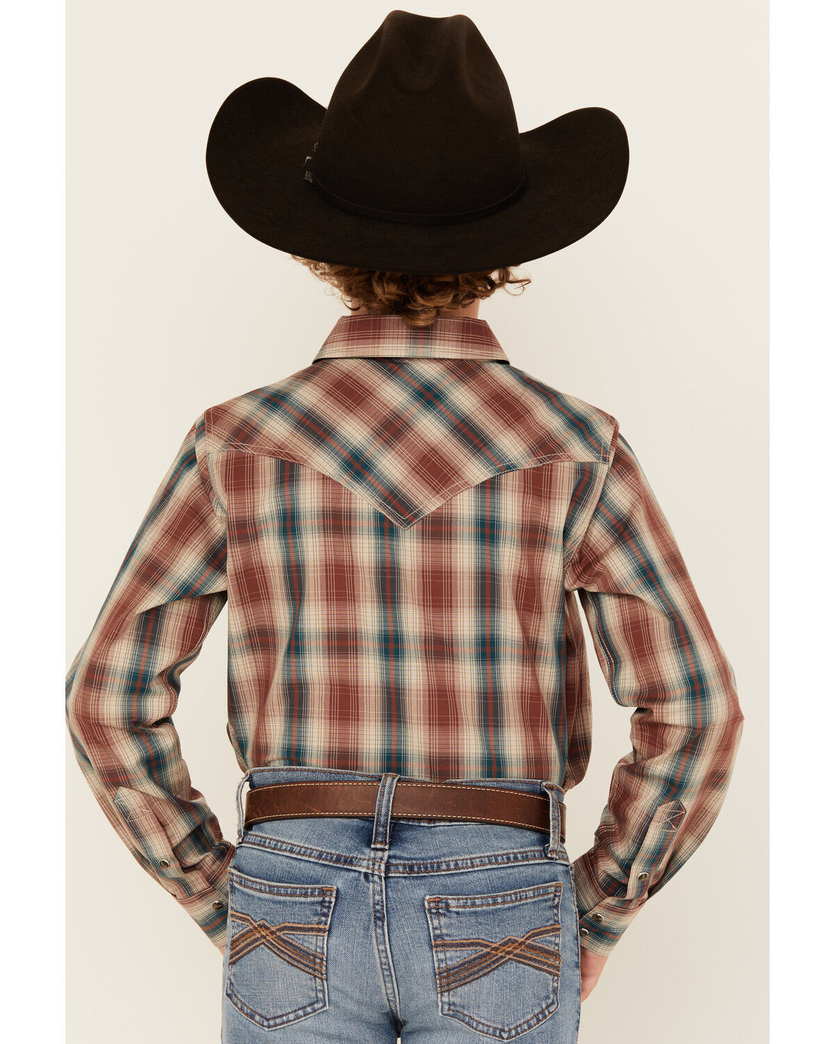 Cody James Boys' Ricardo Plaid Print Long Sleeve Snap Western Shirt