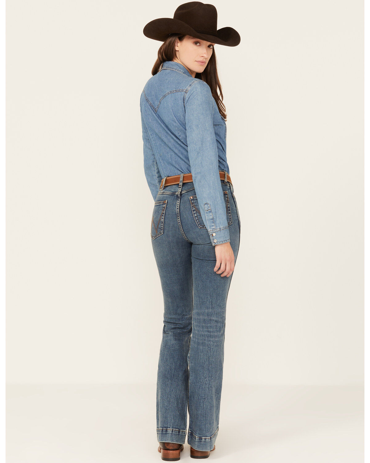 Wrangler Retro Women's Medium Wash High Rise Stretch Trouser Jeans