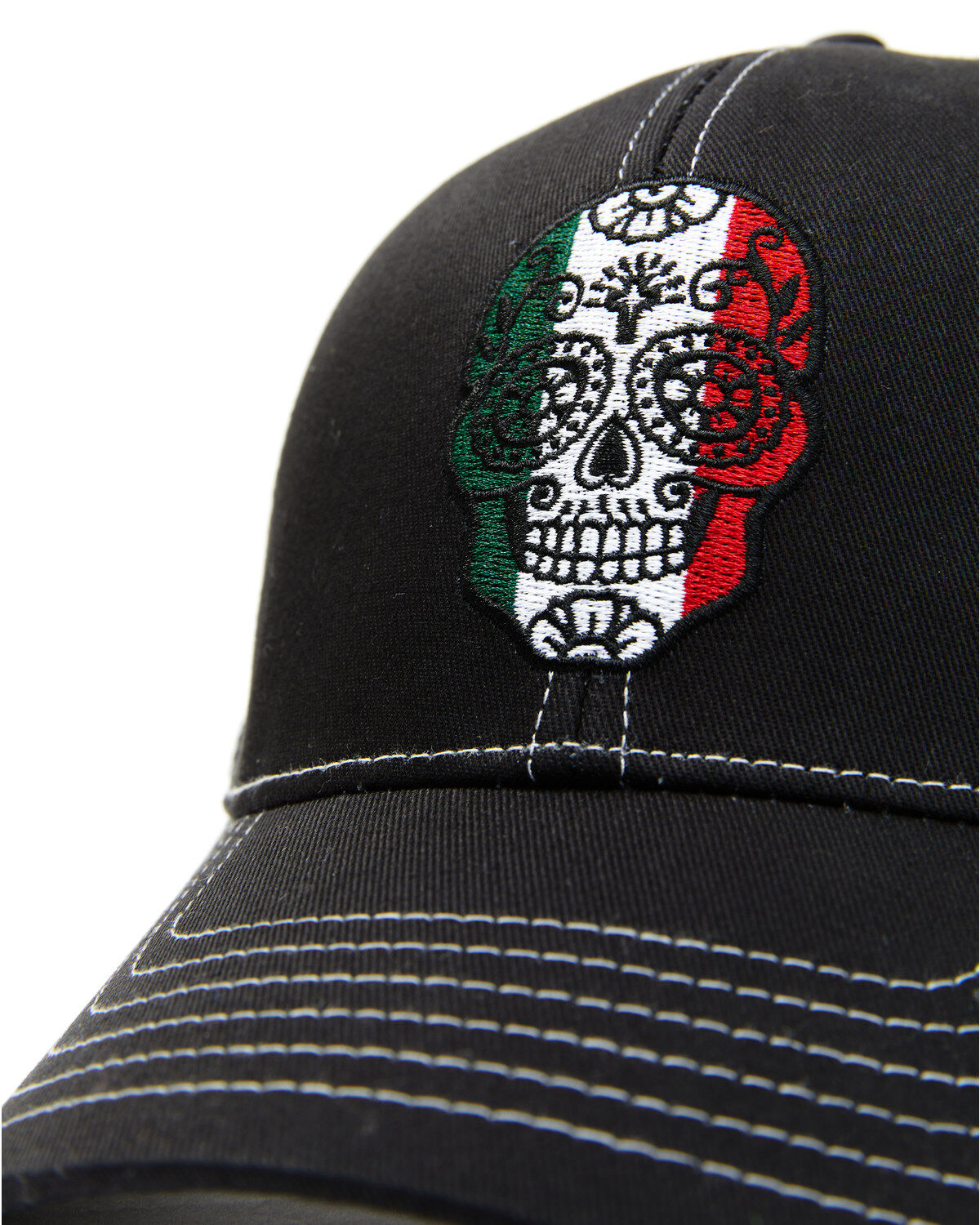 Cody James Men's Mexico Flag Sugar Skull Embroidered Ball Cap