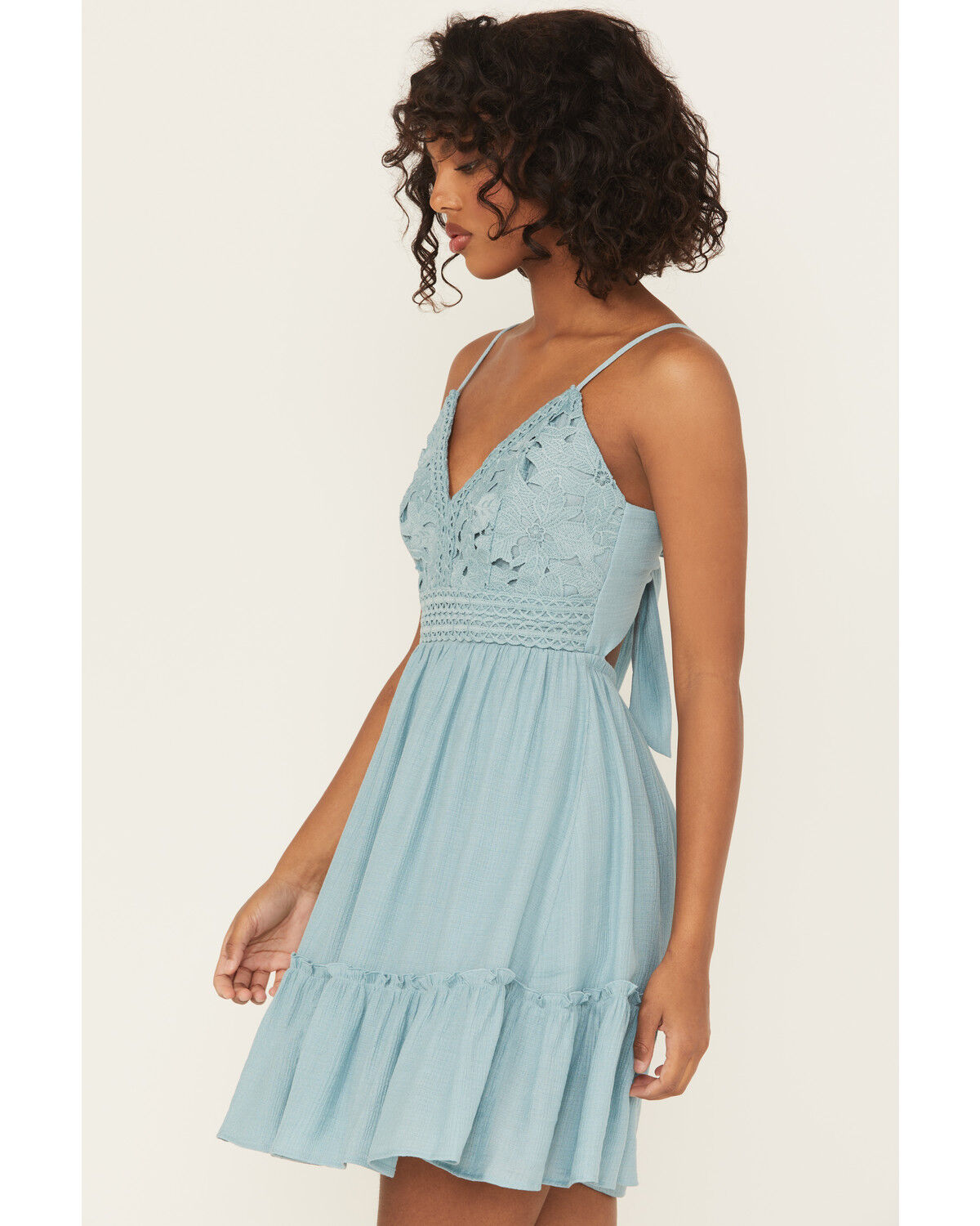 Shyanne Women's Bustier Tie Back Lace Mini Dress