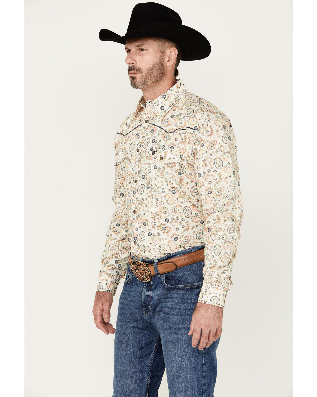 Cowboy Hardware Men's Mosaic Paisley Print Long Sleeve Snap Western Shirt
