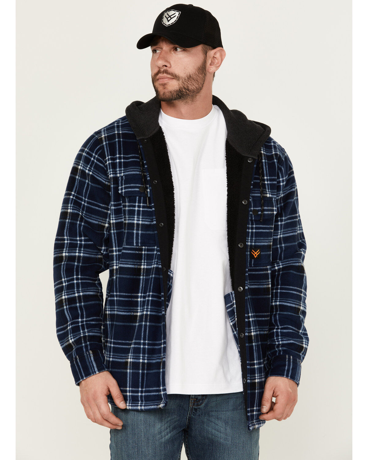 Hawx Men's Hooded Printed Polar Fleece Jacket