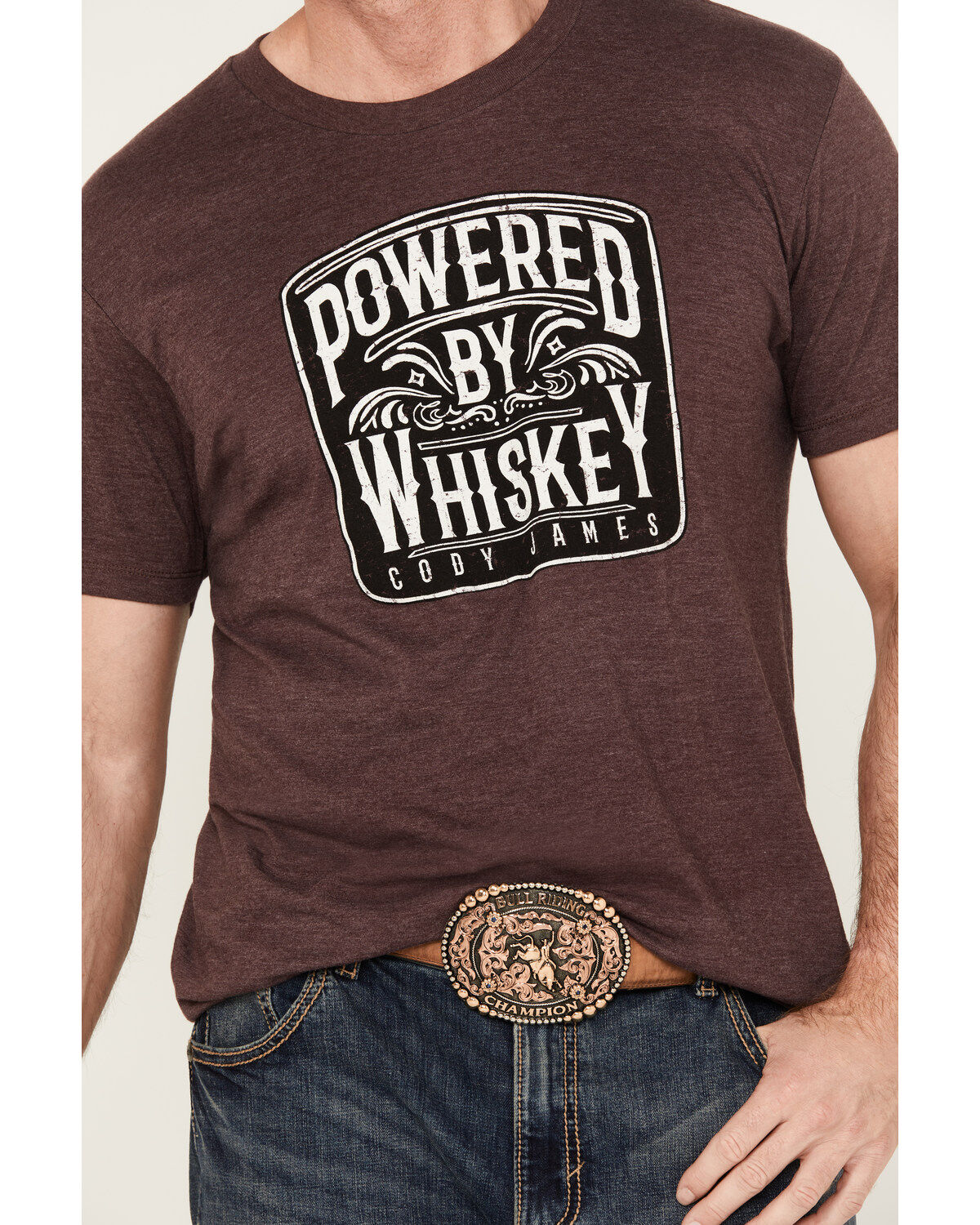 Cody James Men's Powered By Whiskey Short Sleeve Graphic T-Shirt