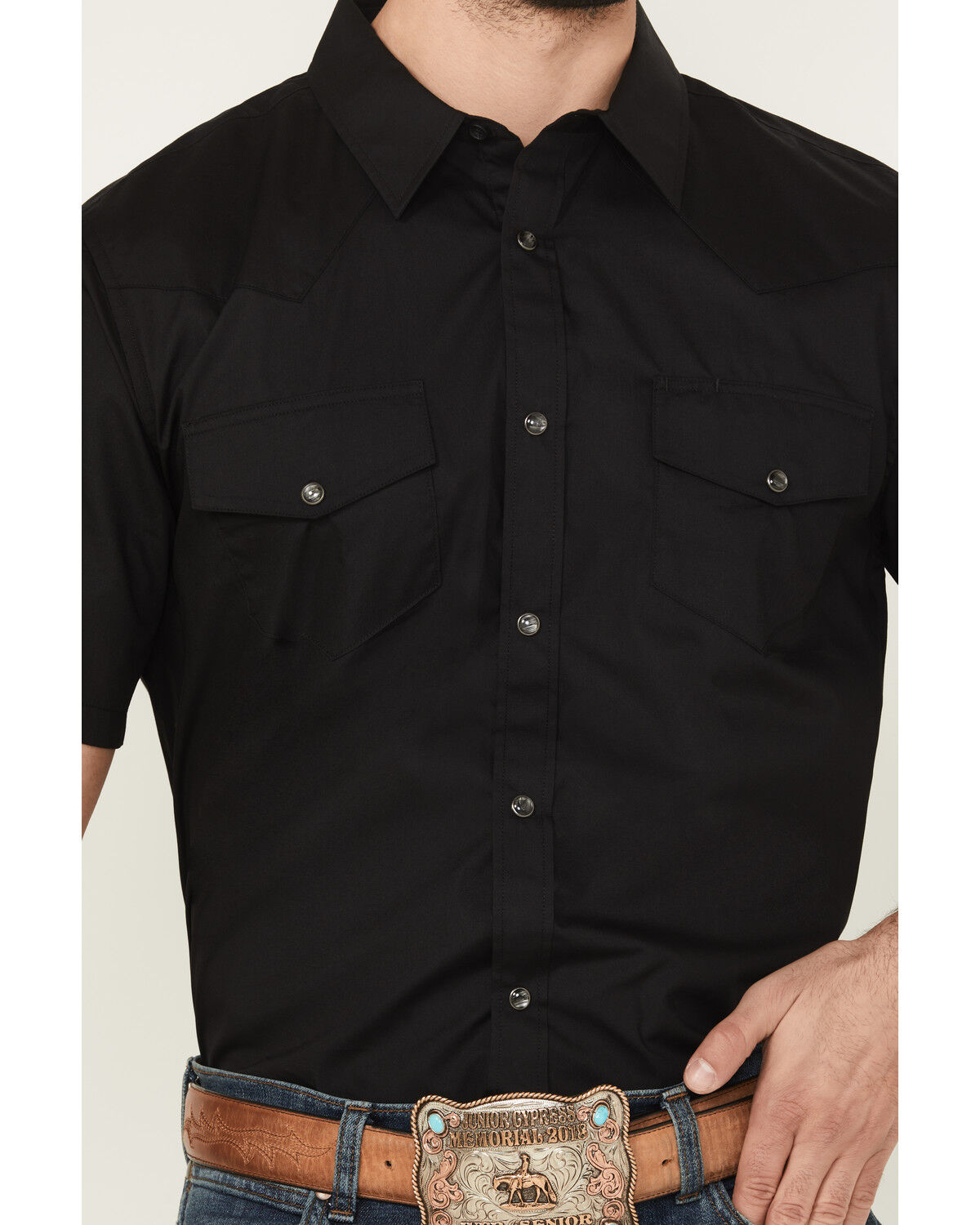 Gibson Men's Solid Pearl Snap Short Sleeve Western Shirt