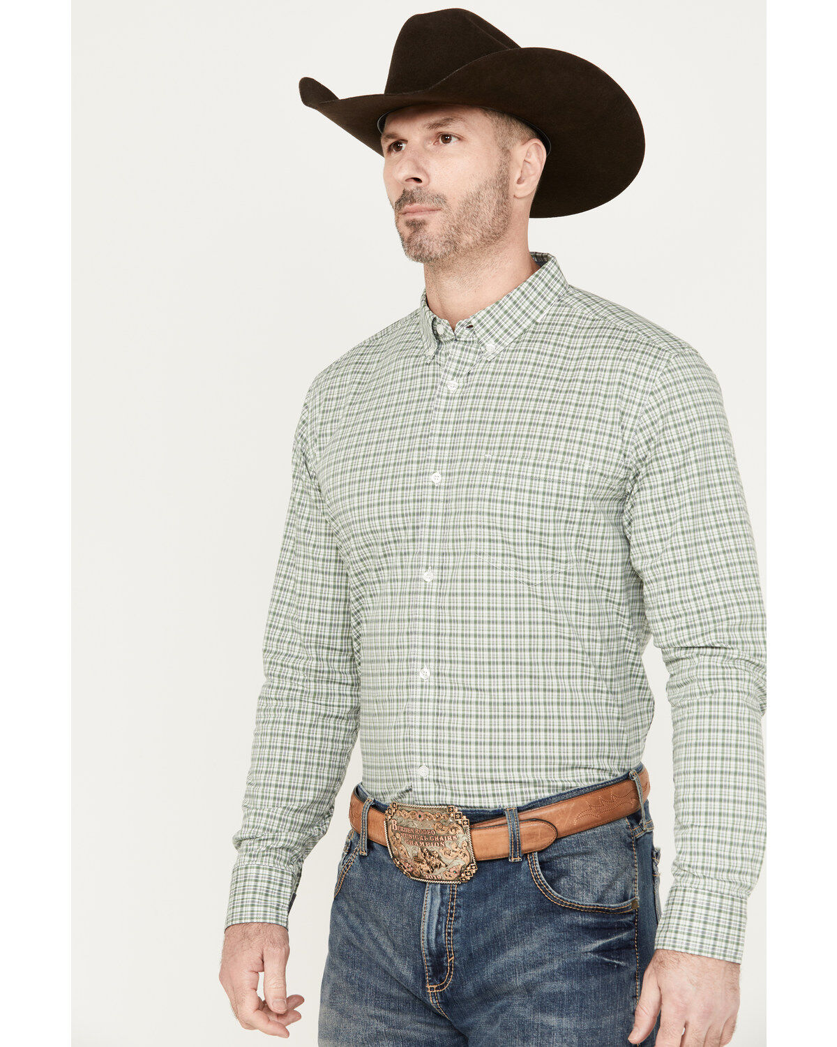 Cody James Men's Plaid Print Long Sleeve Button-Down Western Shirt