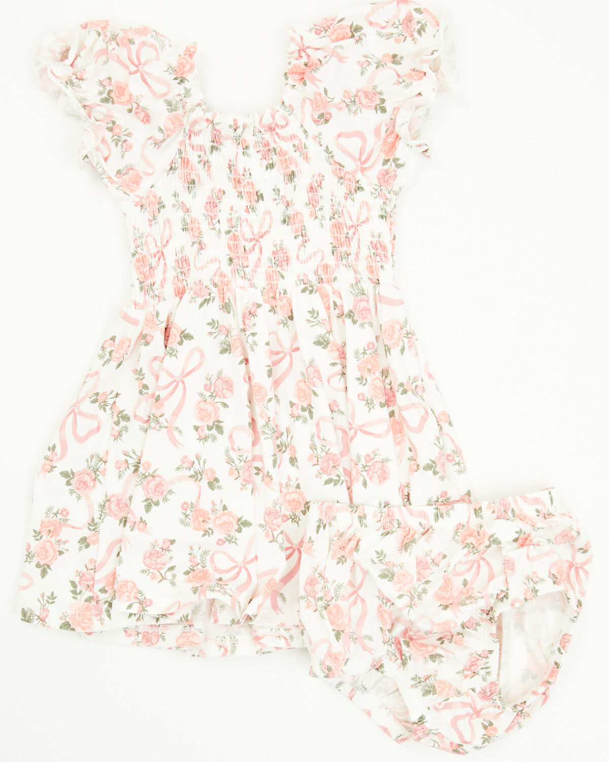 Angel Dear Infant Girls' Ribbons and Flowers Puff Sleeve Dress