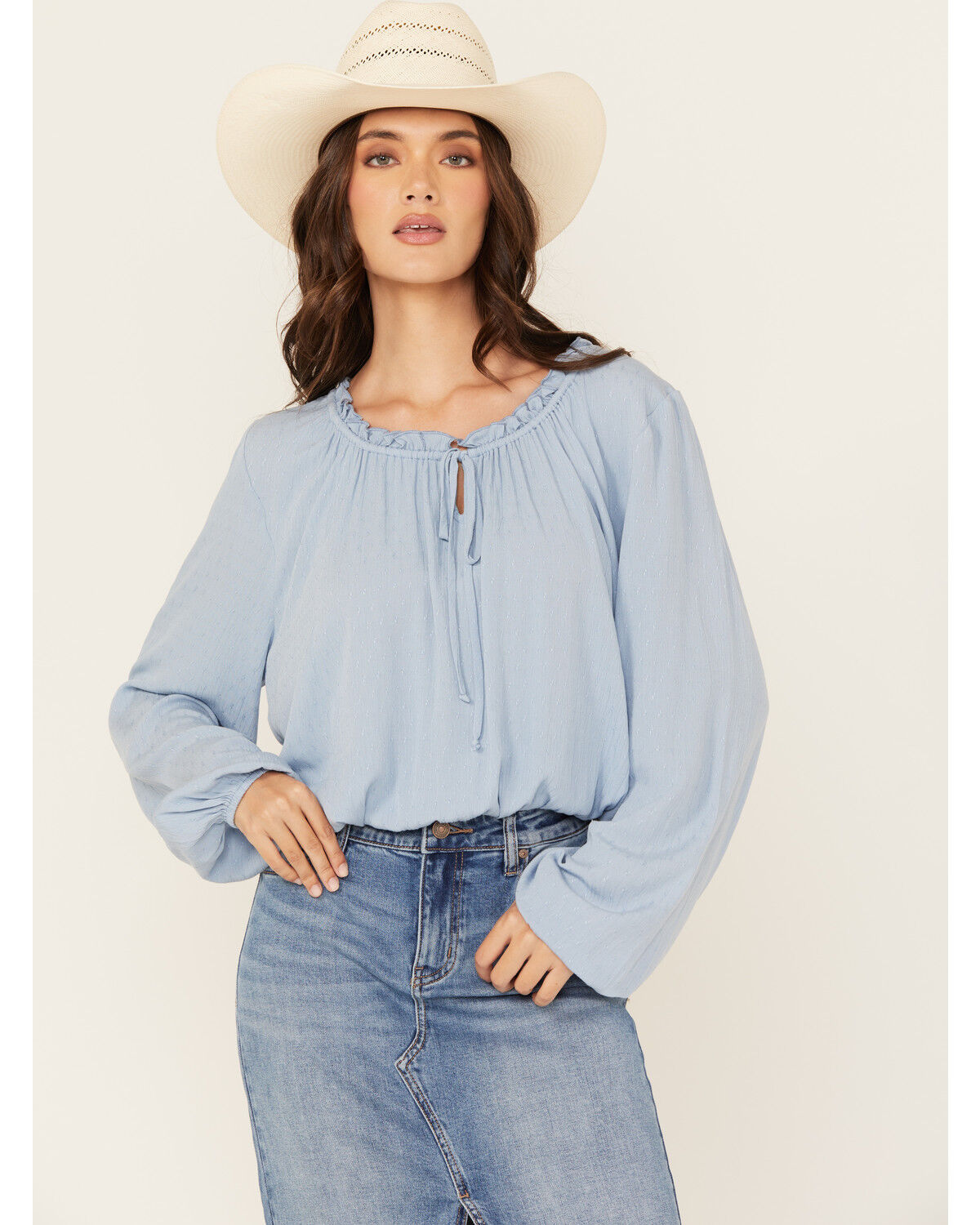 Wild Moss Women's Tie-Front Long Sleeve Top