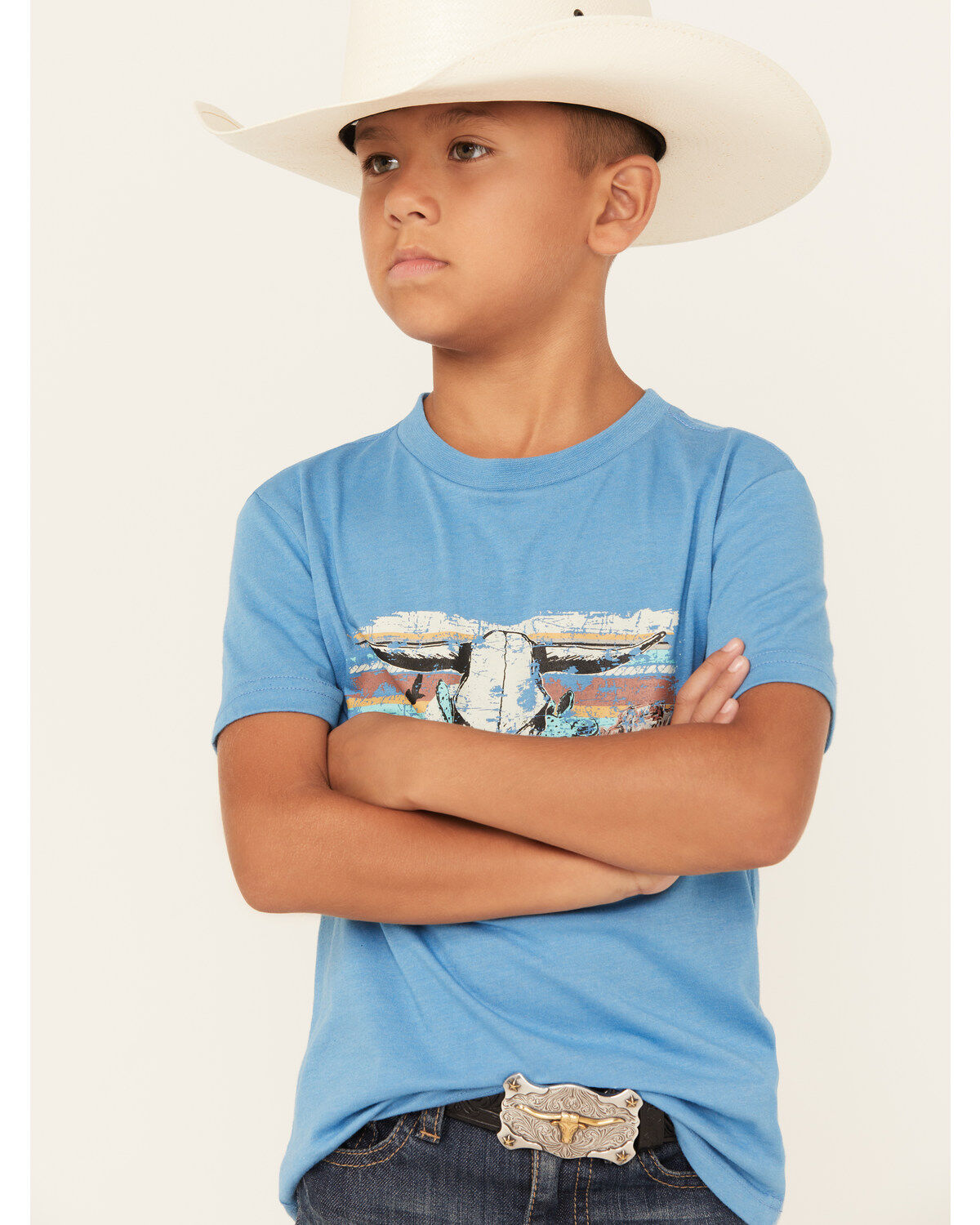Rock & Roll Denim Boys' Desert Bull Skull Short Sleeve Graphic T-Shirt
