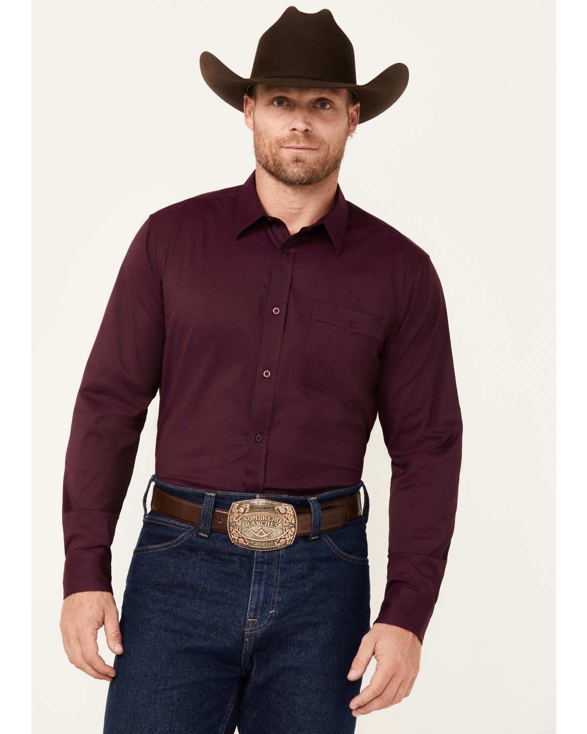 RANK 45® Men's Logo Long Sleeve Button-Down Performance Western Shirt