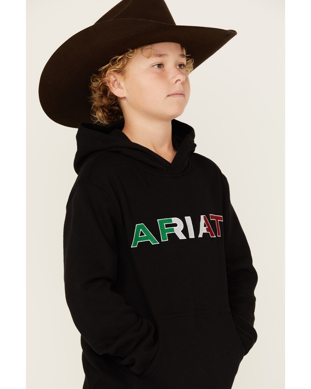 Ariat Boys' Mexico Flag Logo Hooded Sweatshirt