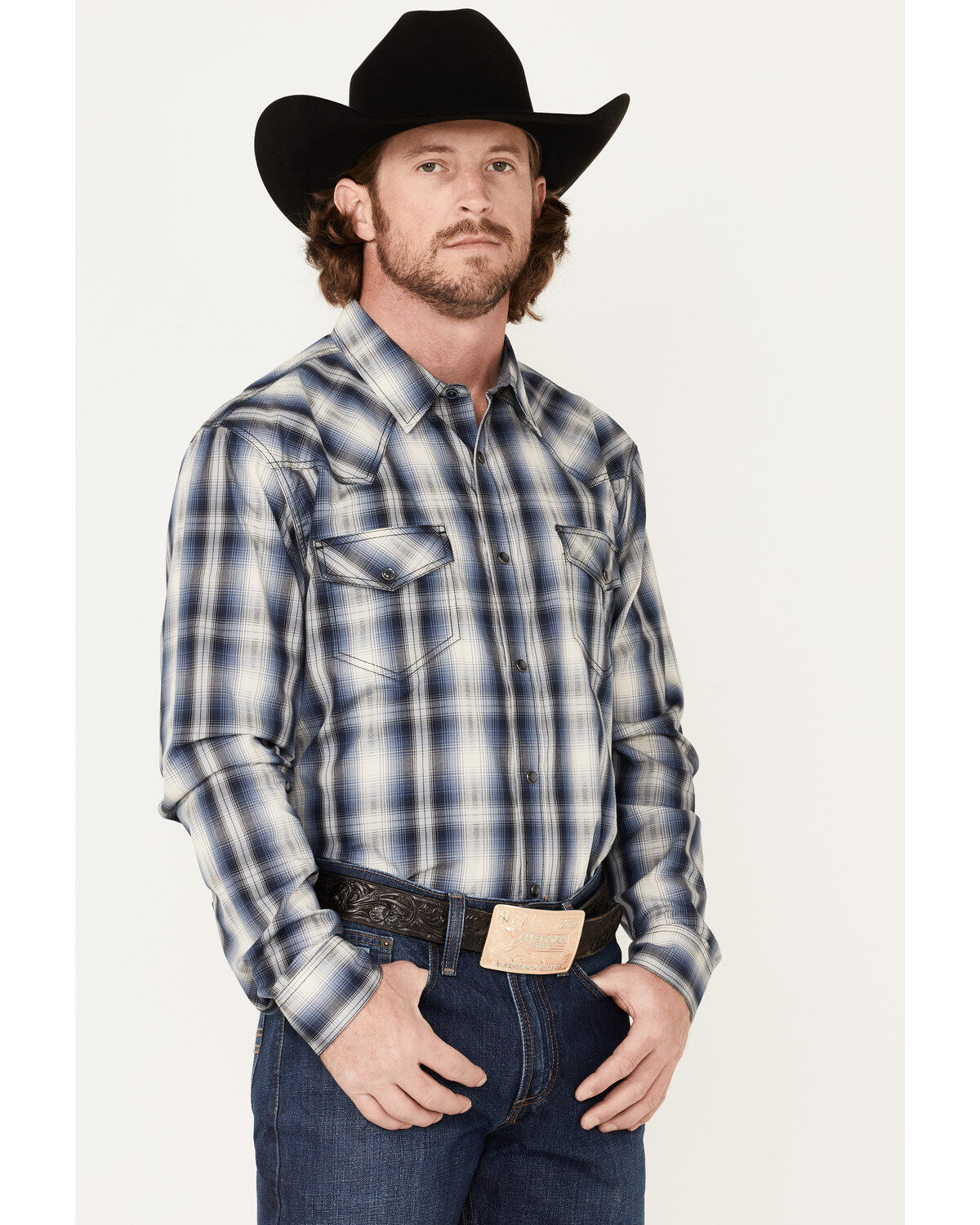 Cody James Men's Trailblazer Plaid Print Long Sleeve Pearl Snap Western Shirt
