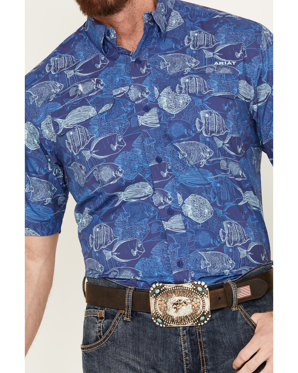Ariat Men's VentTEK Outbound Print Classic Fit Short Sleeve Performance Shirt