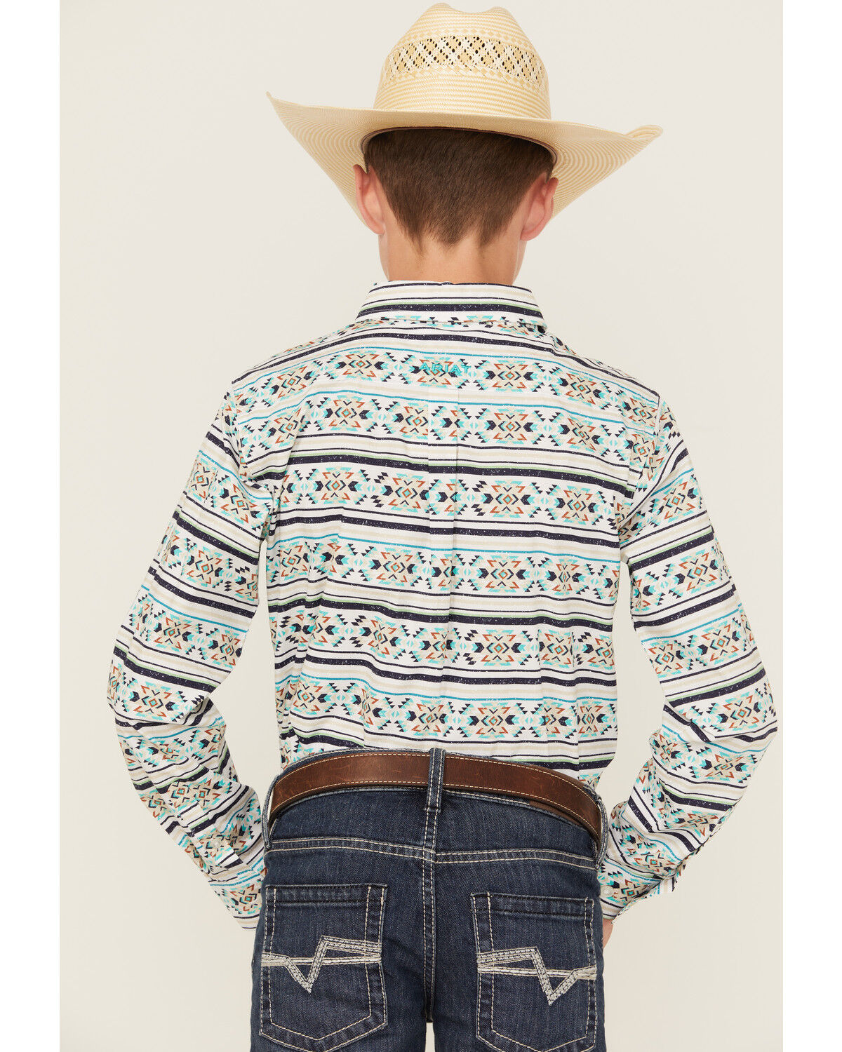 Ariat Boys' Southwestern Print Long Sleeve Button-Down Western Shirt