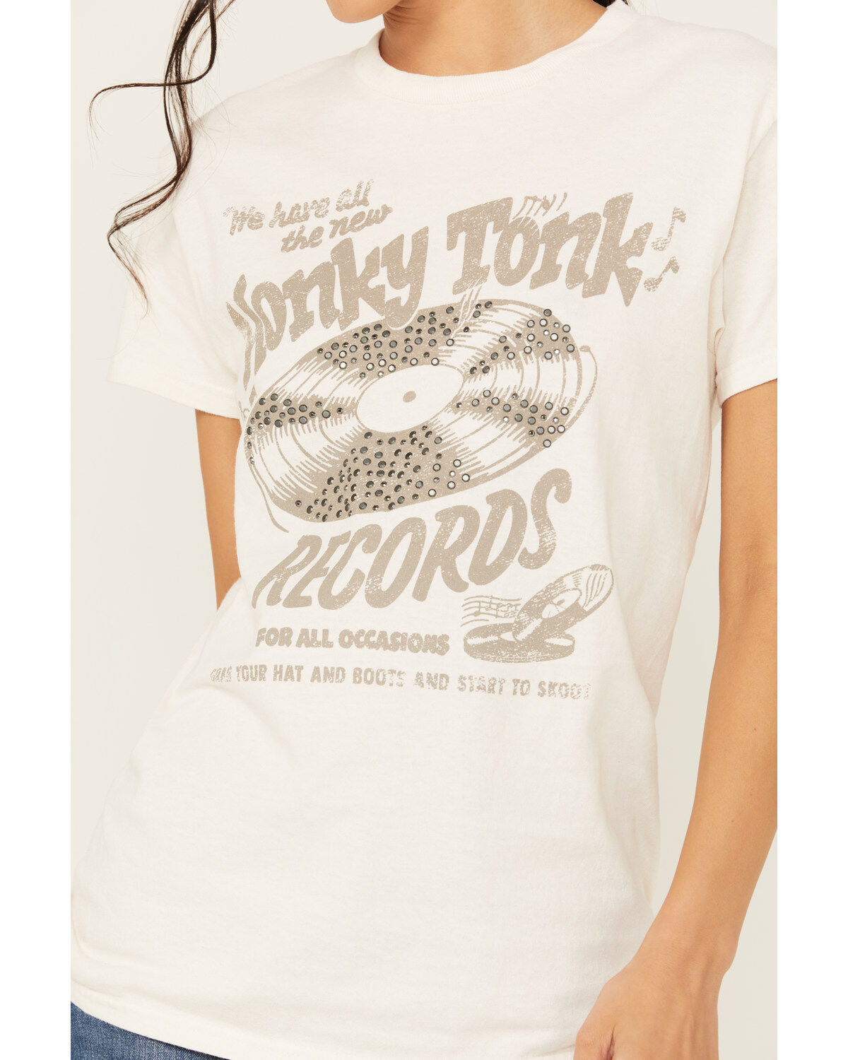 Youth in Revolt Women's Embellished Honky Tonk Short Sleeve Graphic Tee