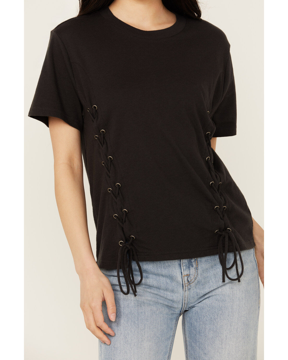 Blended Women's Side Grommet Short Sleeve Tee