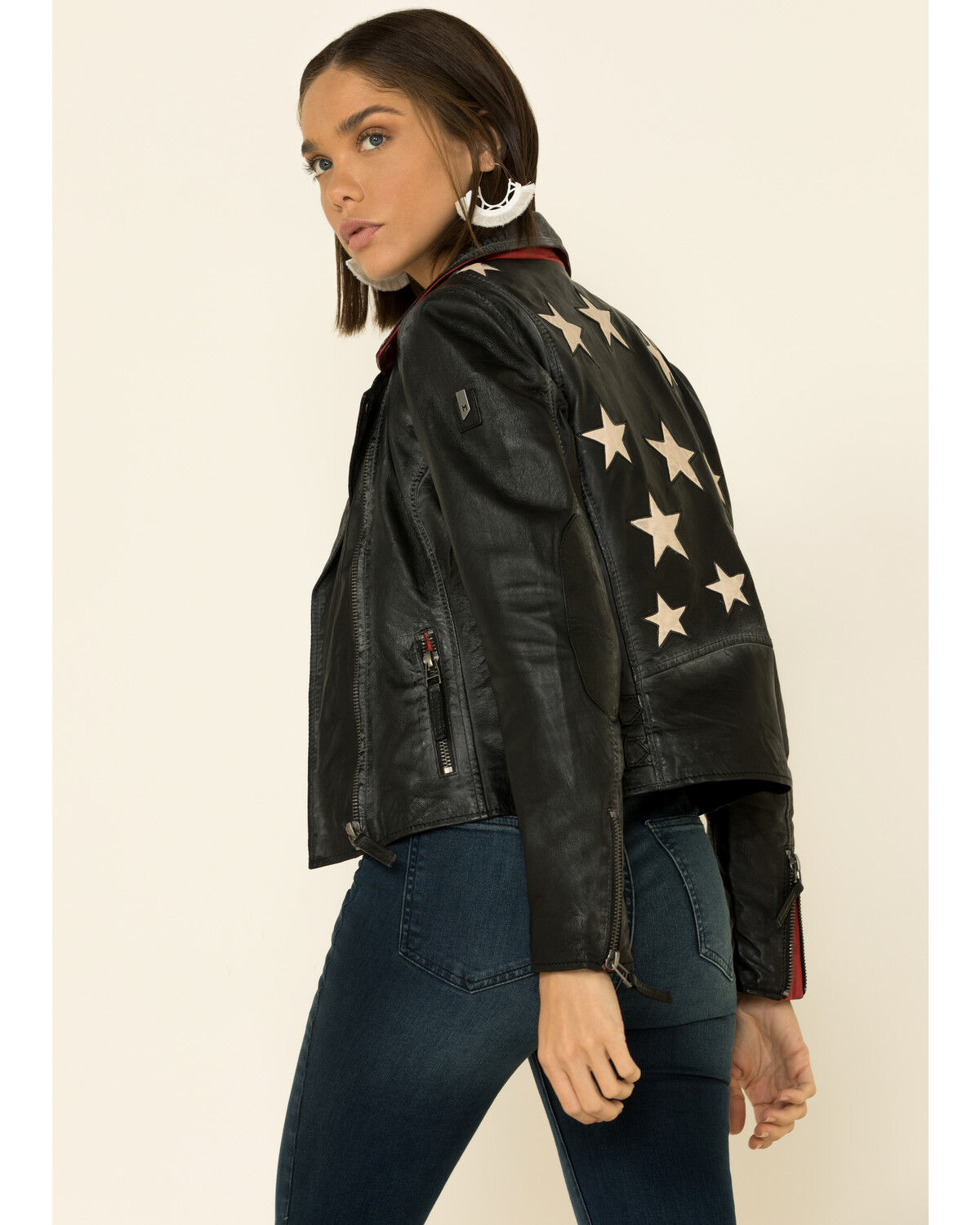 Mauritius Leather Women's Christy Scatter Star Leather Jacket
