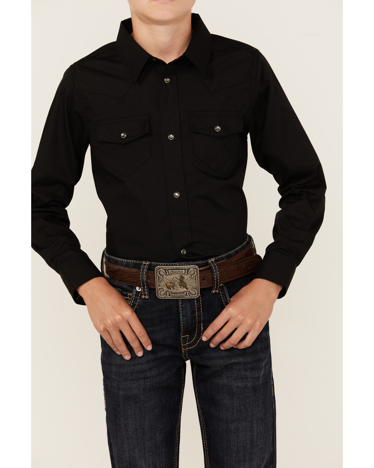 Gibson Trading Co Boys' Solid Long Sleeve Pearl Snap Western Shirt