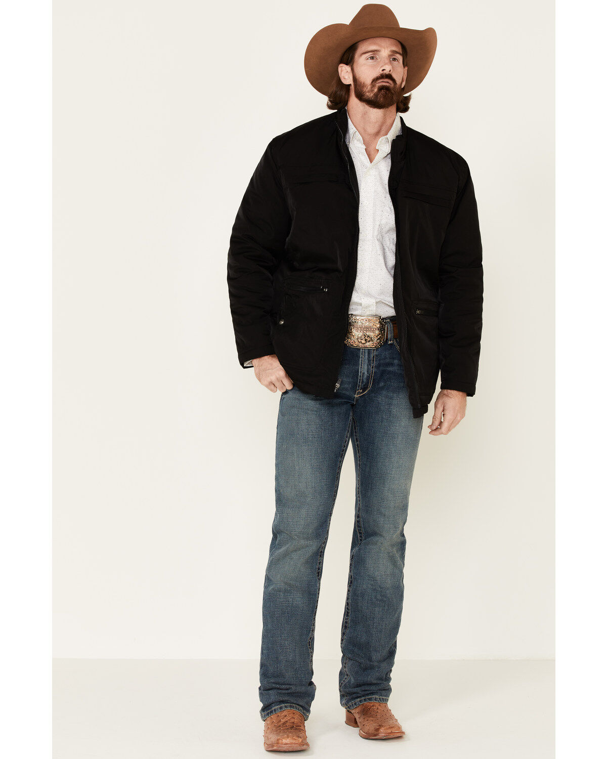 Cripple Creek Men's Black Nylon CC Barn Coat